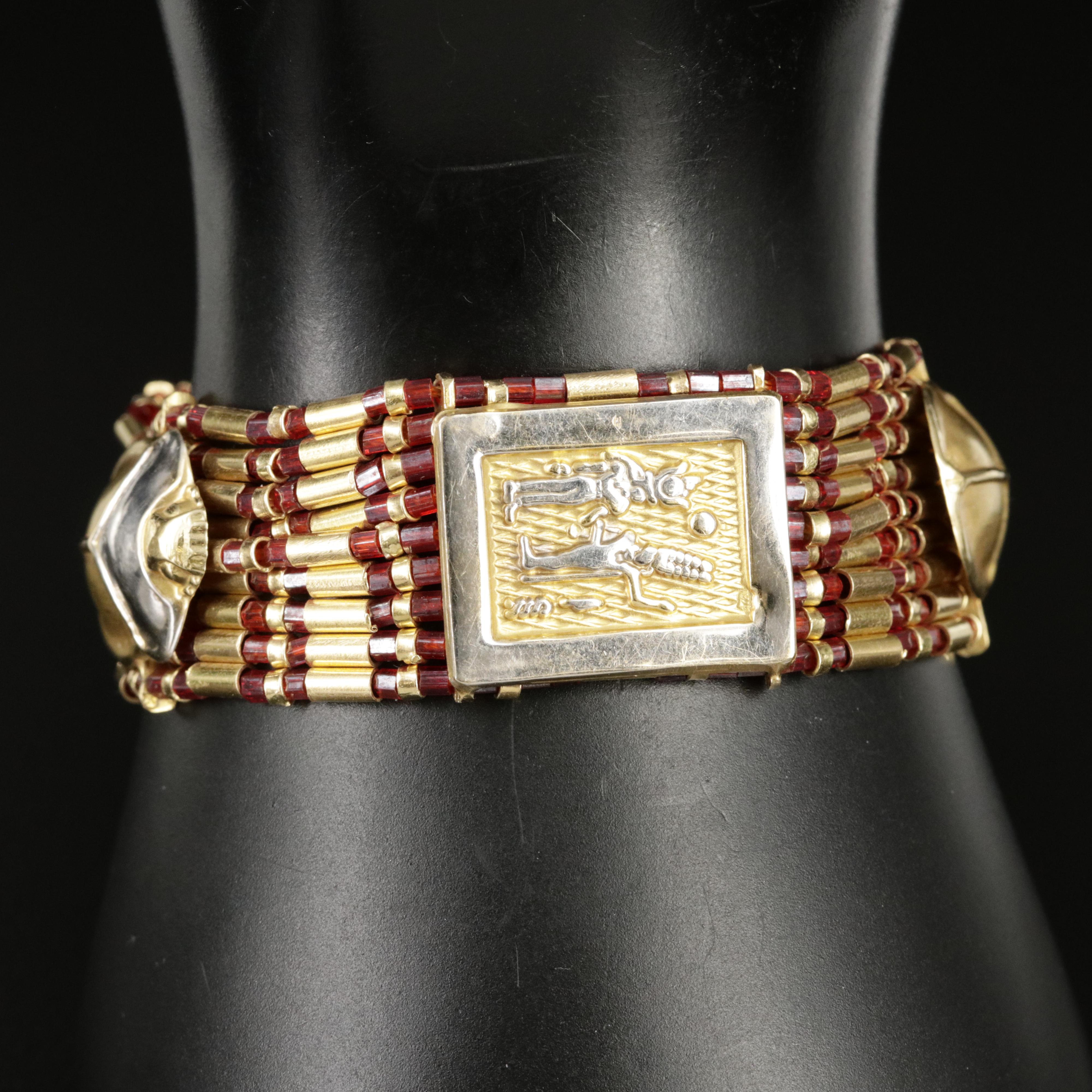 Egyptian 18K Glass Scarab Bracelet