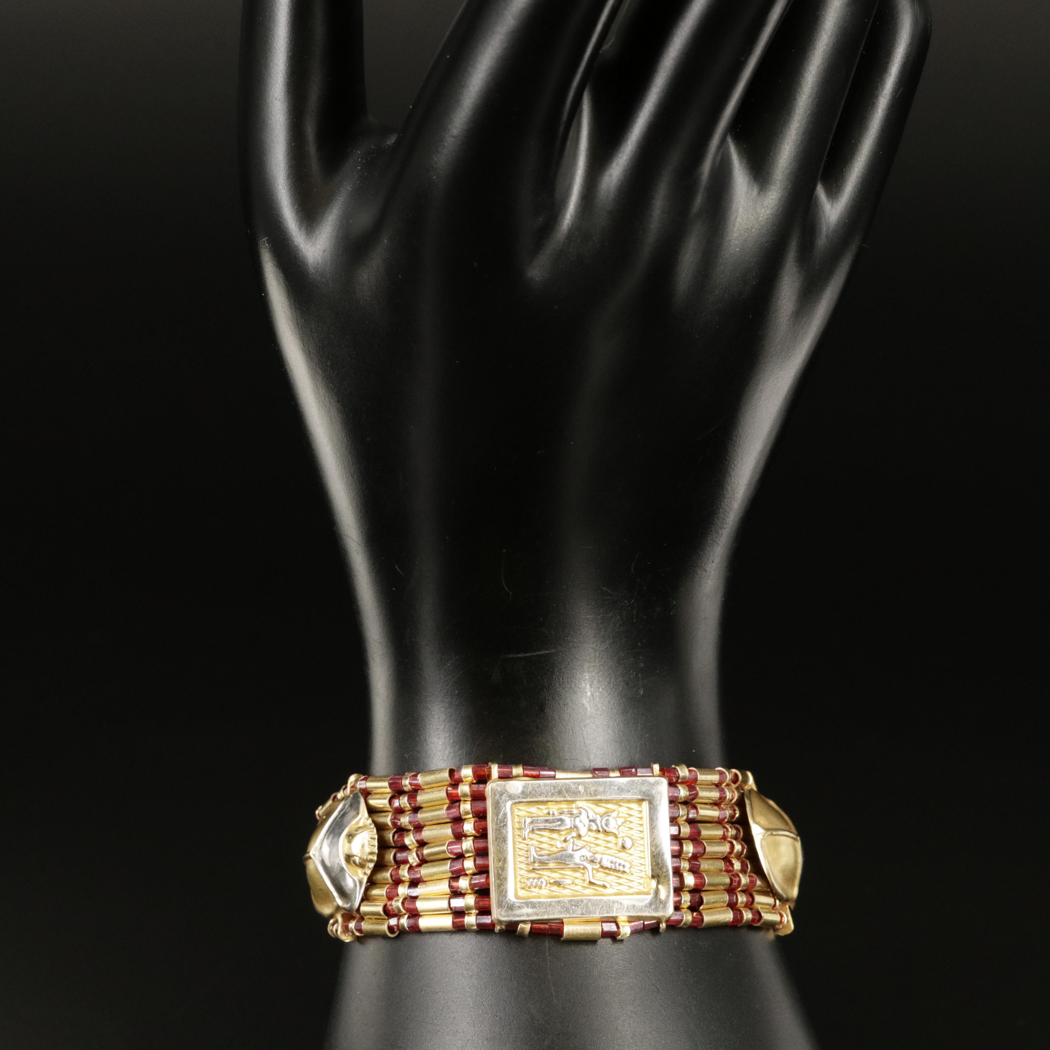 Egyptian 18K Glass Scarab Bracelet