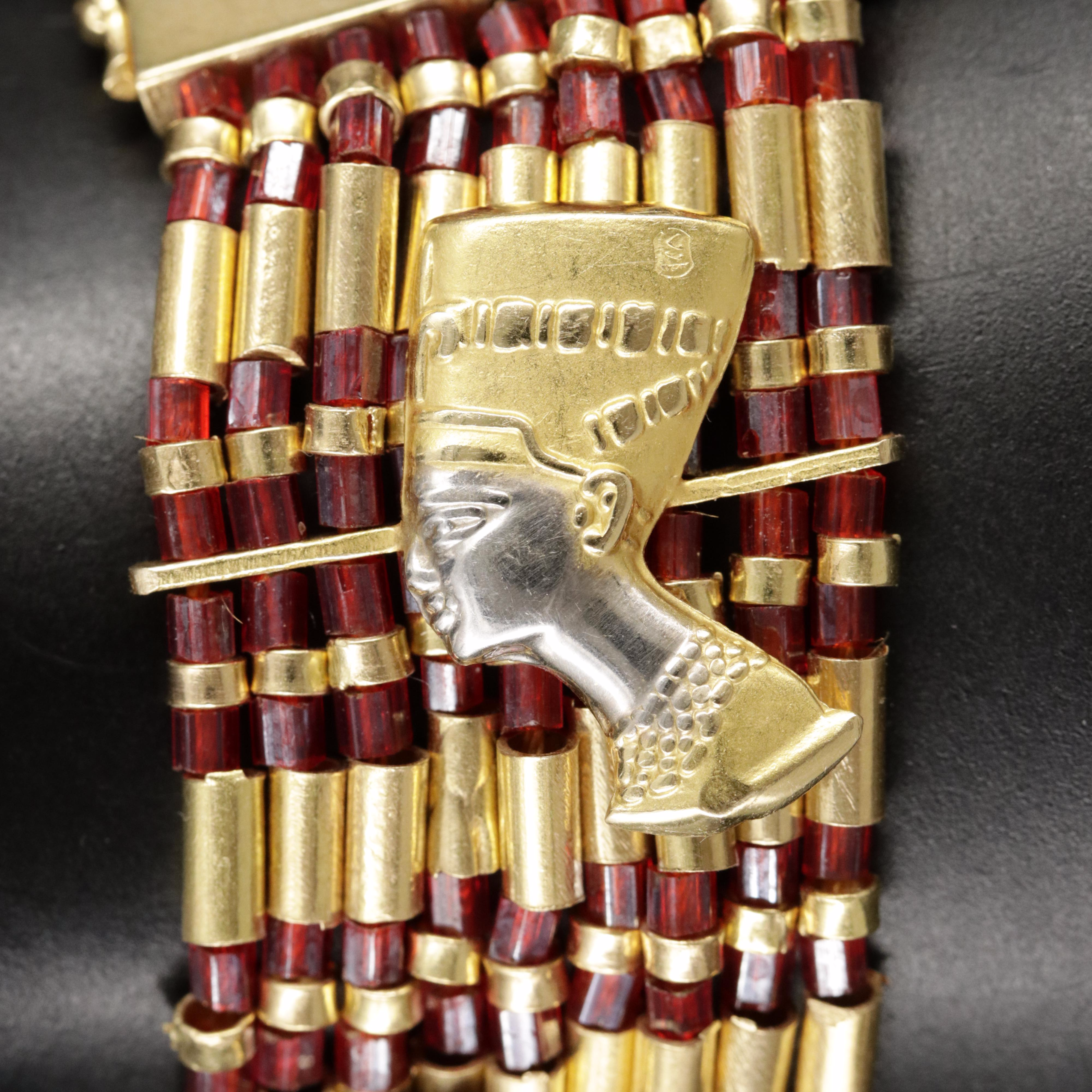 Egyptian 18K Glass Scarab Bracelet