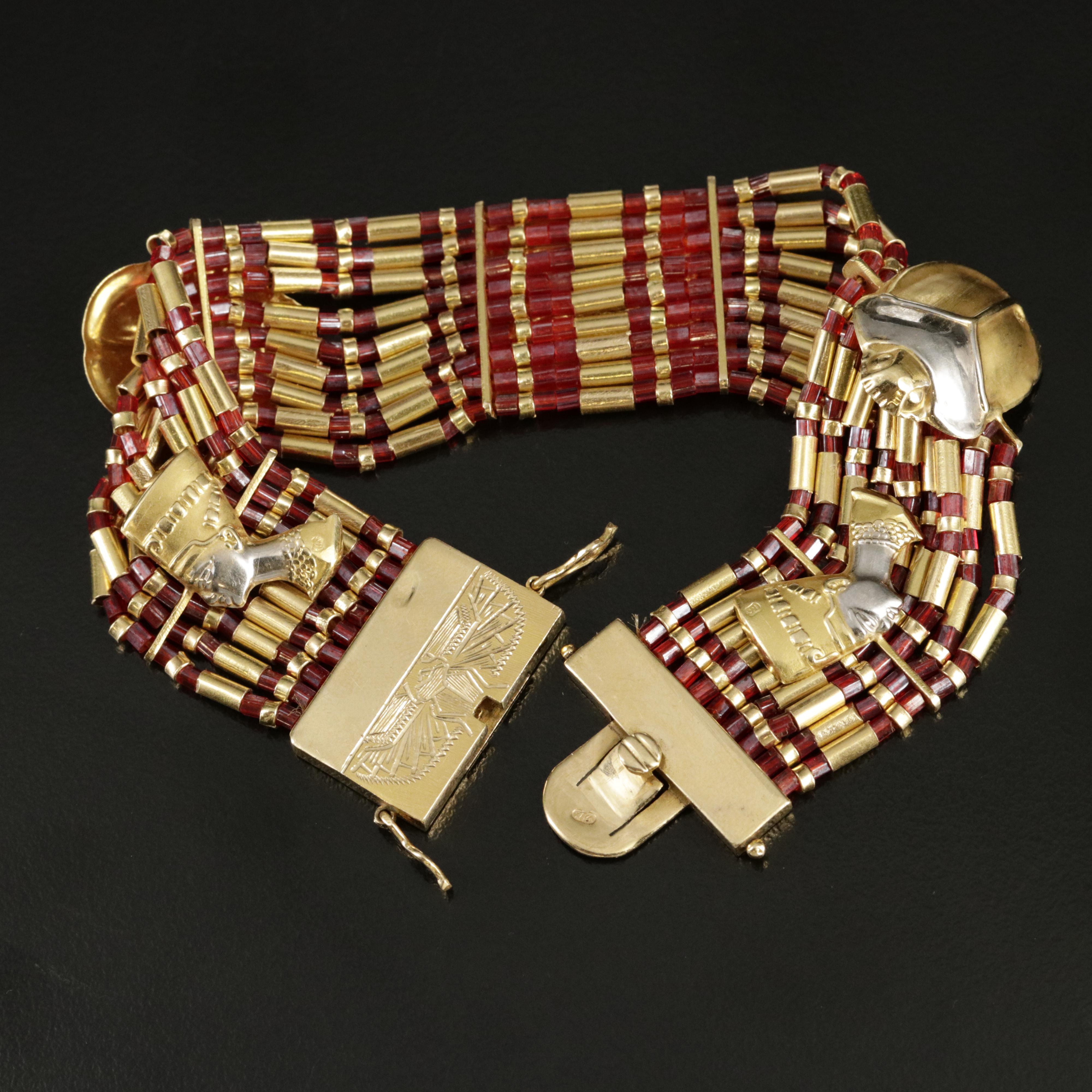 Egyptian 18K Glass Scarab Bracelet