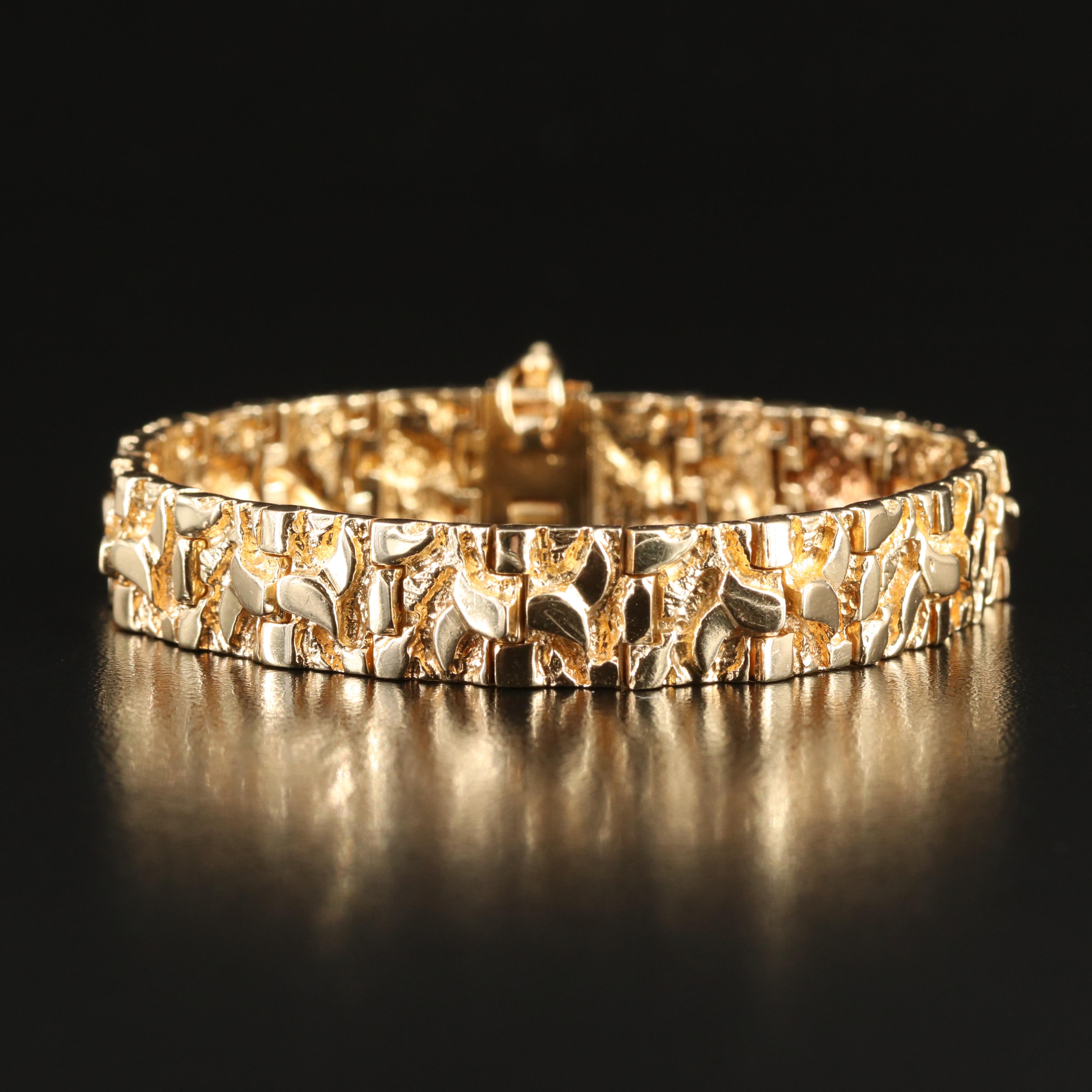 14K Nugget Panel Bracelet