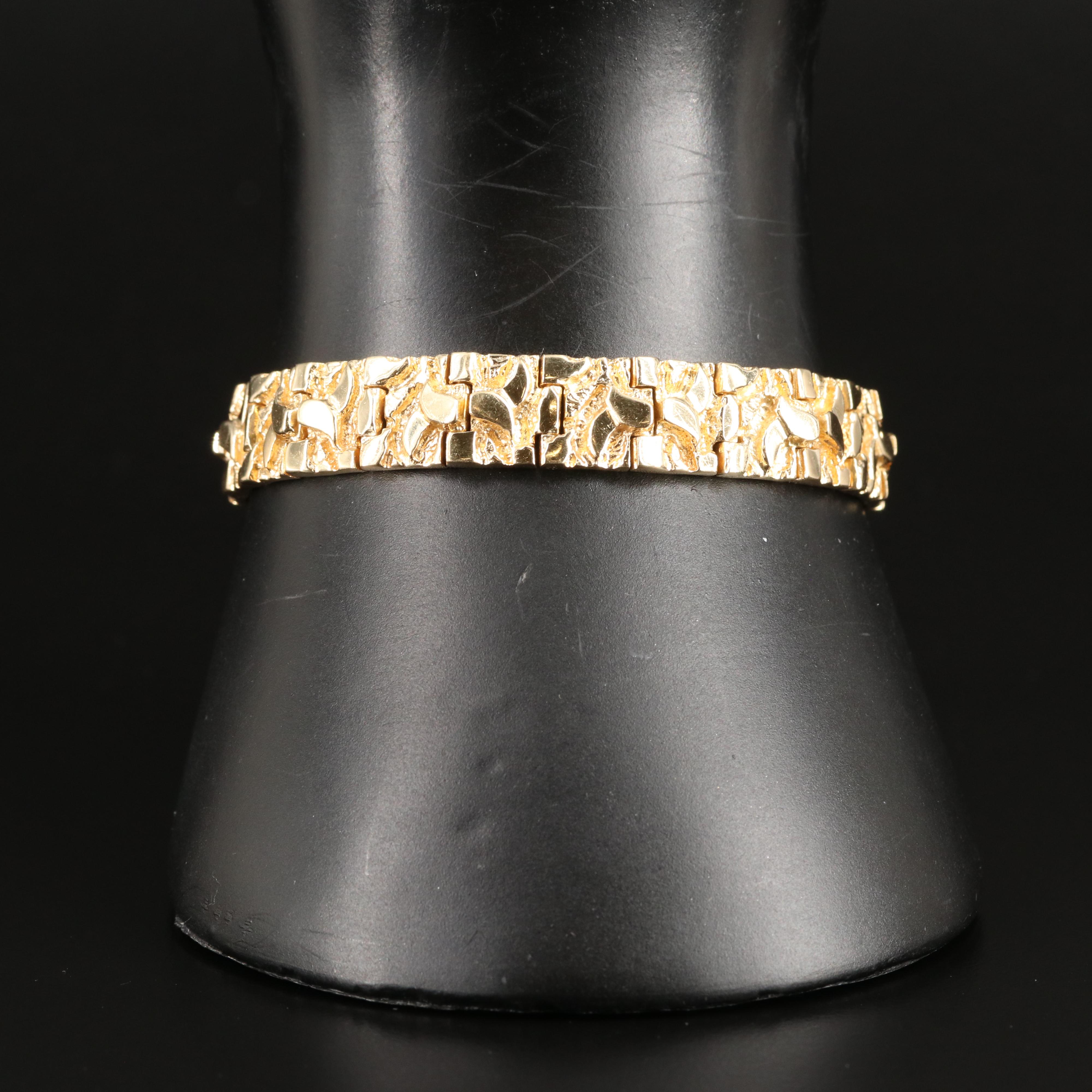 14K Nugget Panel Bracelet