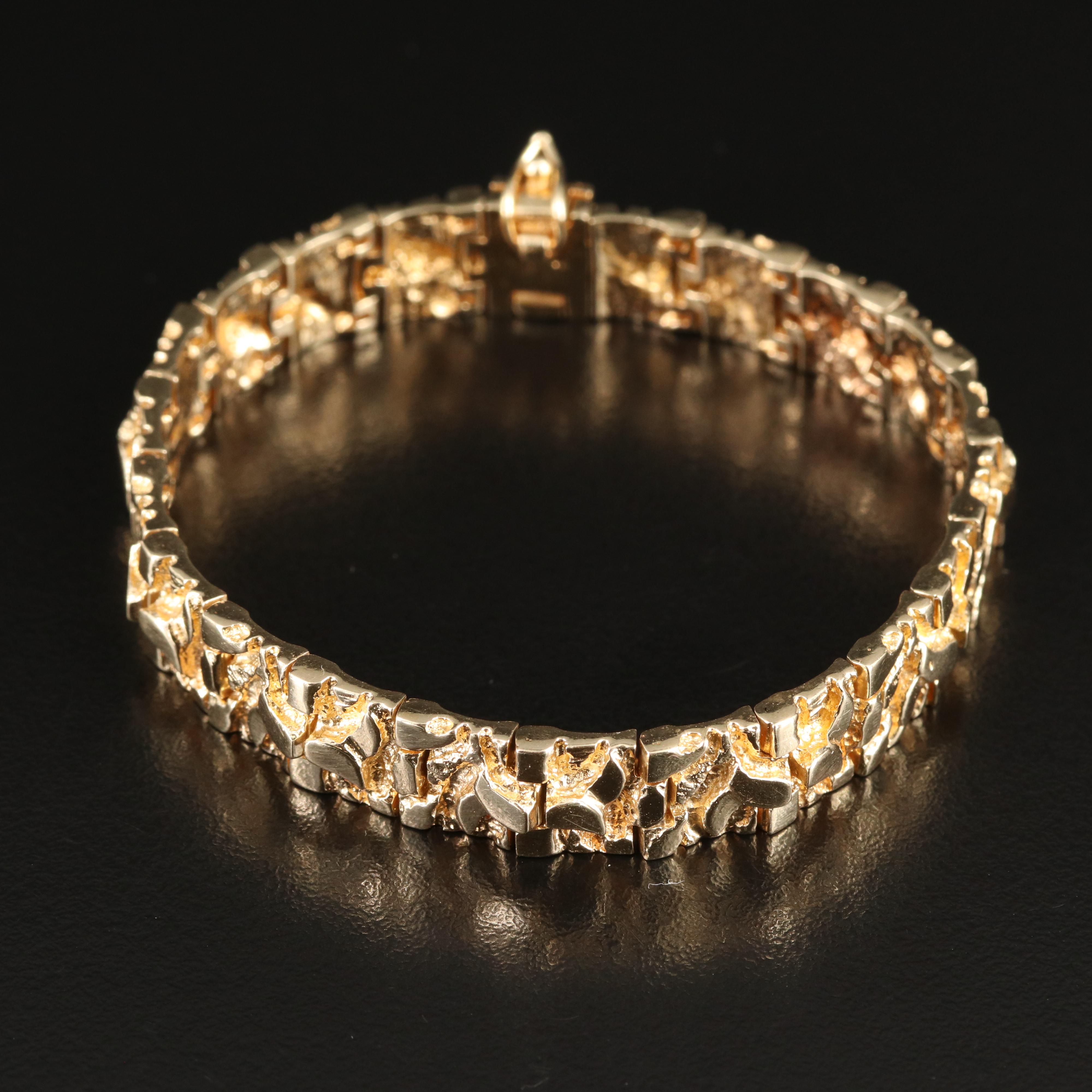 14K Nugget Panel Bracelet