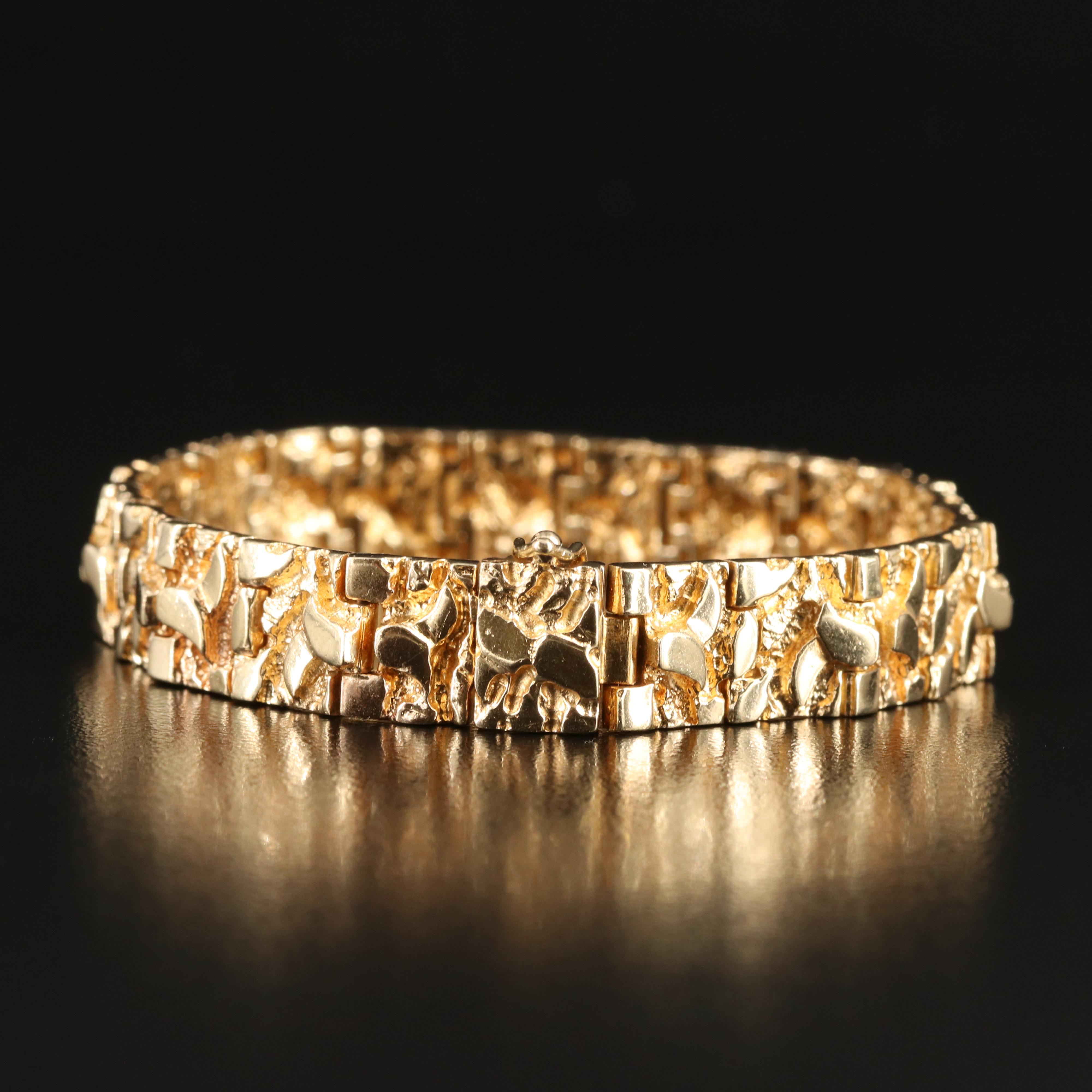 14K Nugget Panel Bracelet