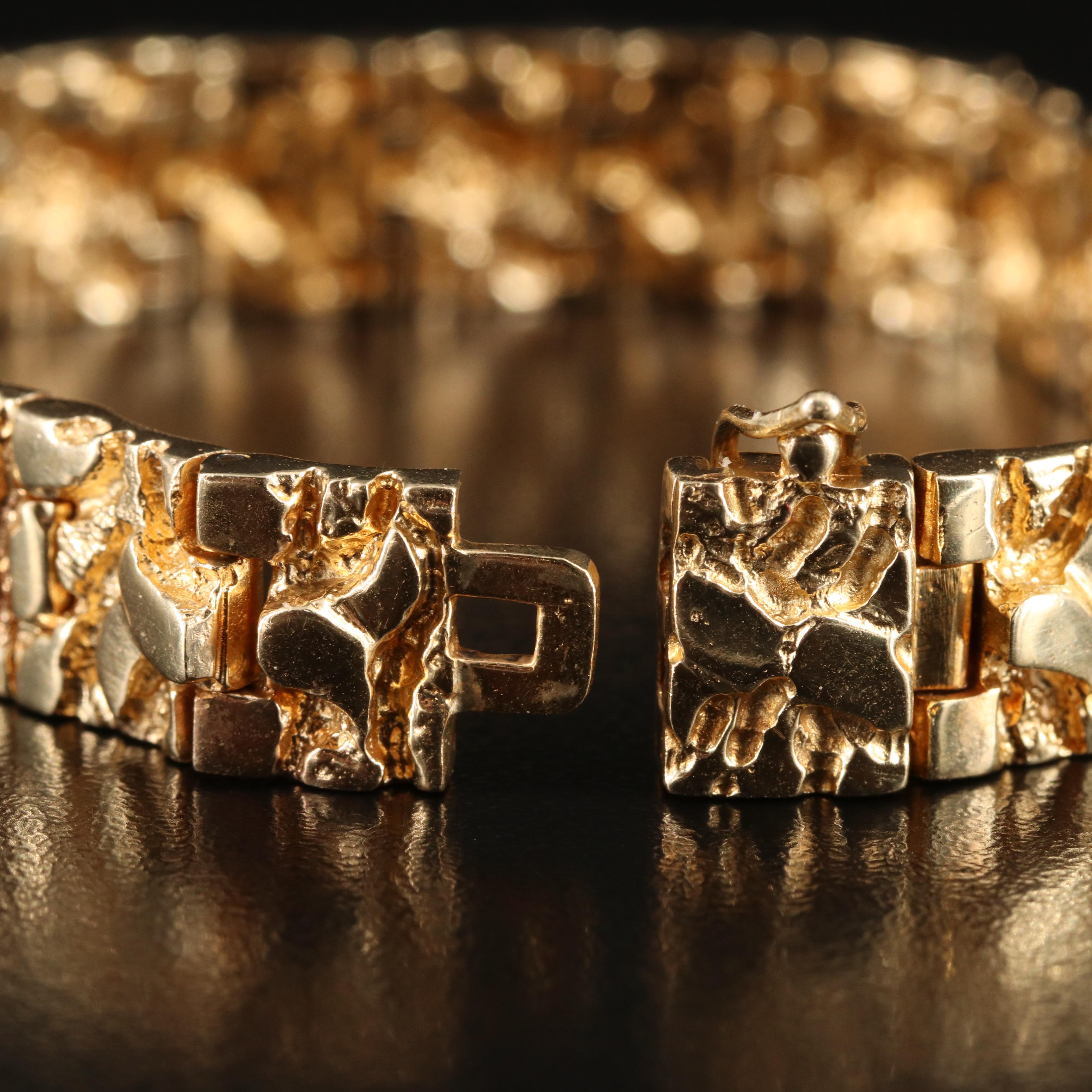 14K Nugget Panel Bracelet