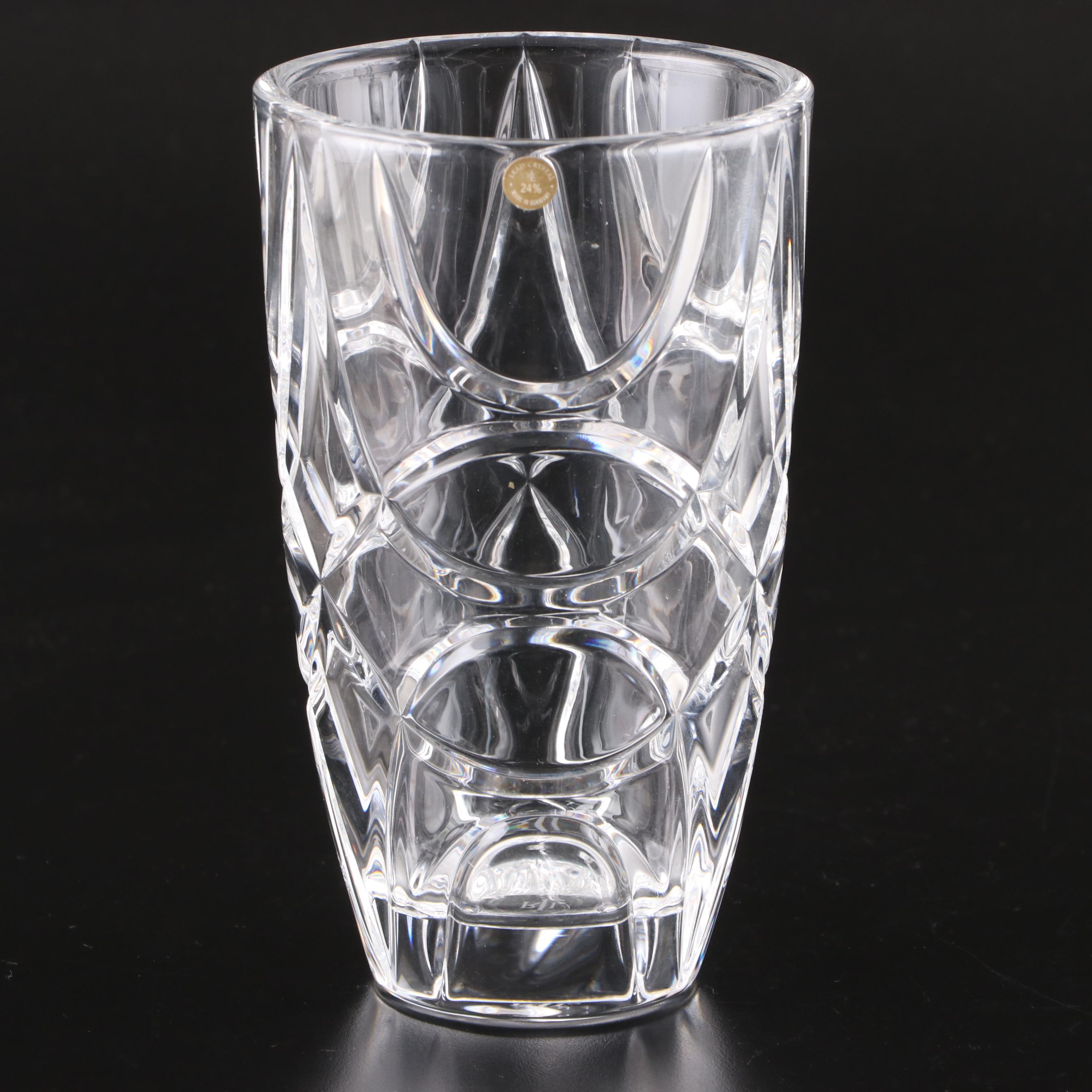 Ralph Lauren "Royalton" Crystal Vase and Other Crystal Candlestick and Hurricane