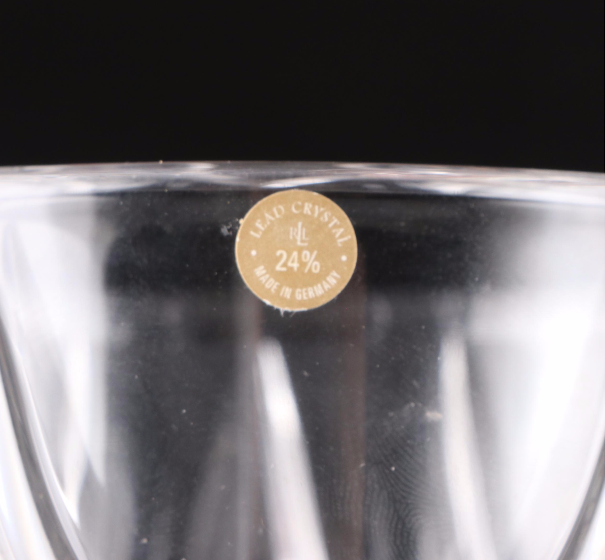 Ralph Lauren "Royalton" Crystal Vase and Other Crystal Candlestick and Hurricane