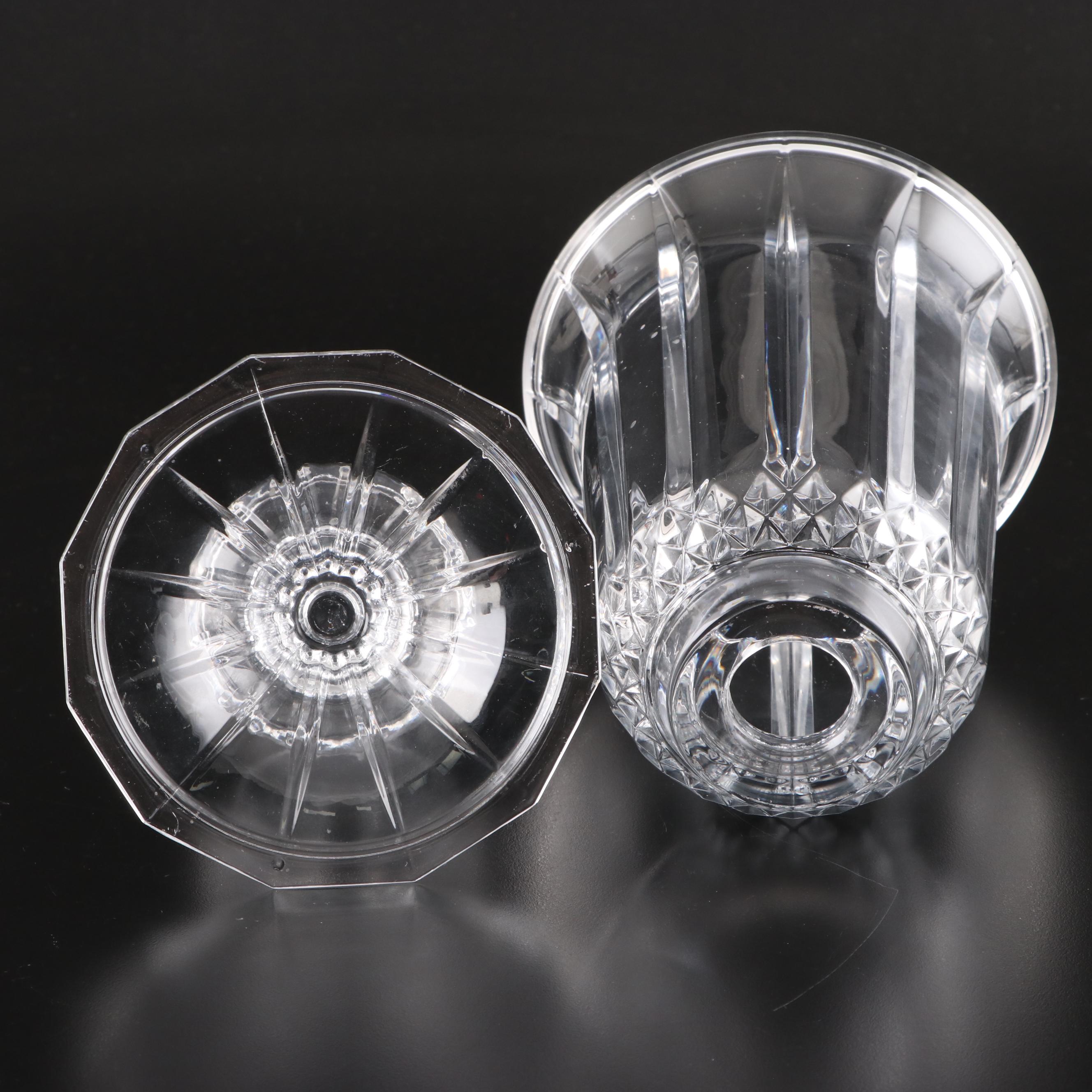 Ralph Lauren "Royalton" Crystal Vase and Other Crystal Candlestick and Hurricane