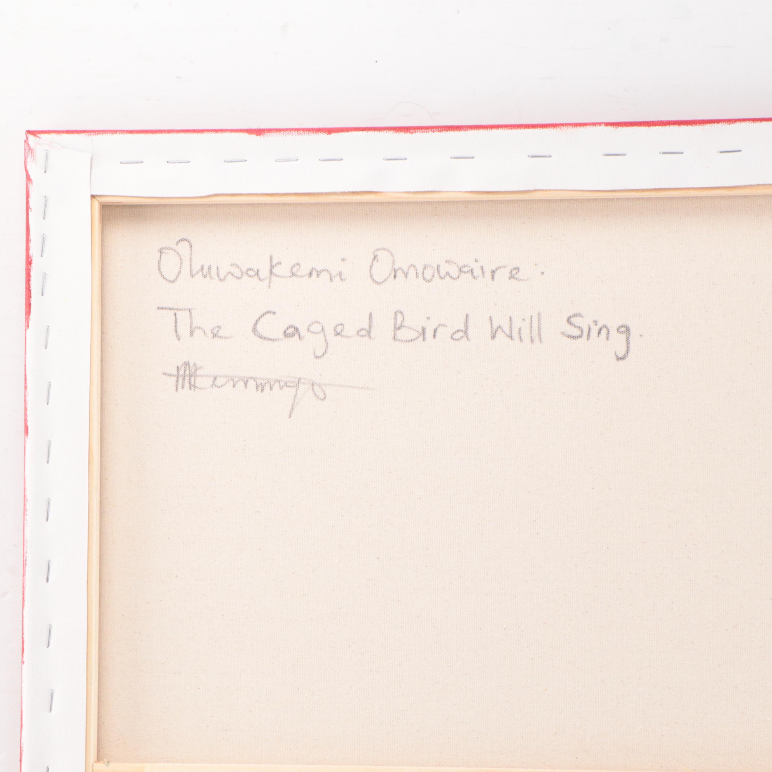 Oluwakemi Omowaire Oil Painting "The Caged Bird Will Sing," 21st Century