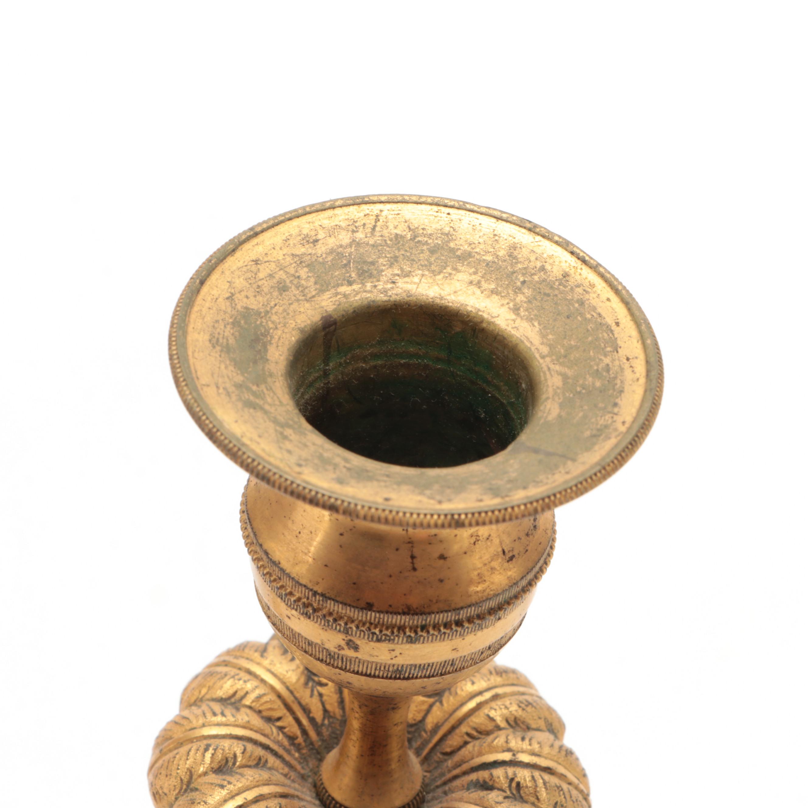 Neoclassical Style Figural Marble and Metal Candlesticks, Late 19th/Early 20th C