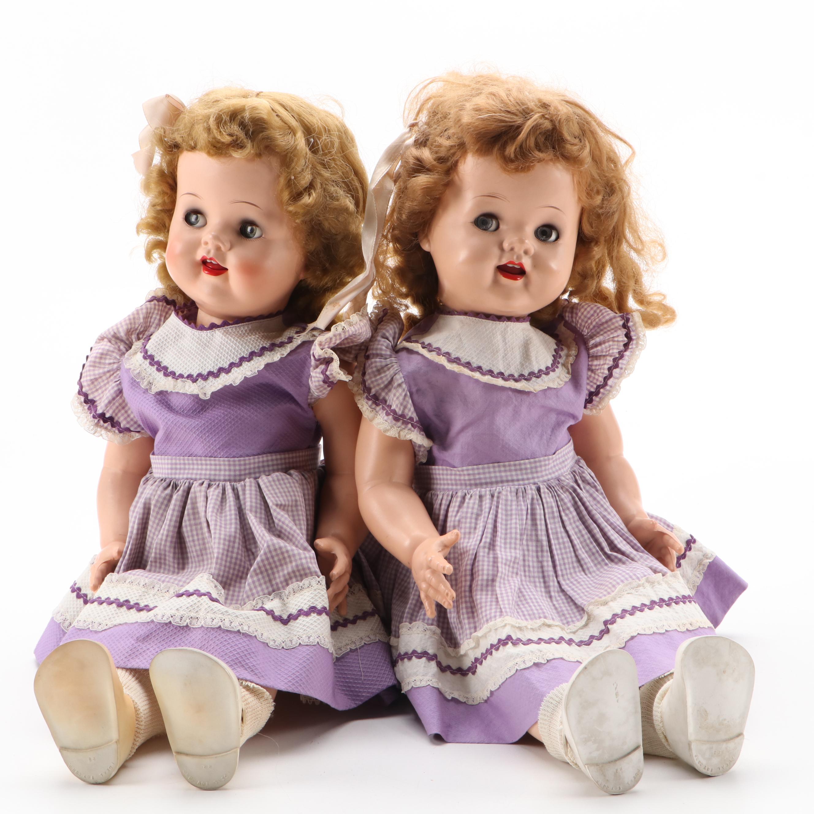 Ideal "Saucy Walker" Dolls with Marx Tin Litho Doll House and Other Furniture