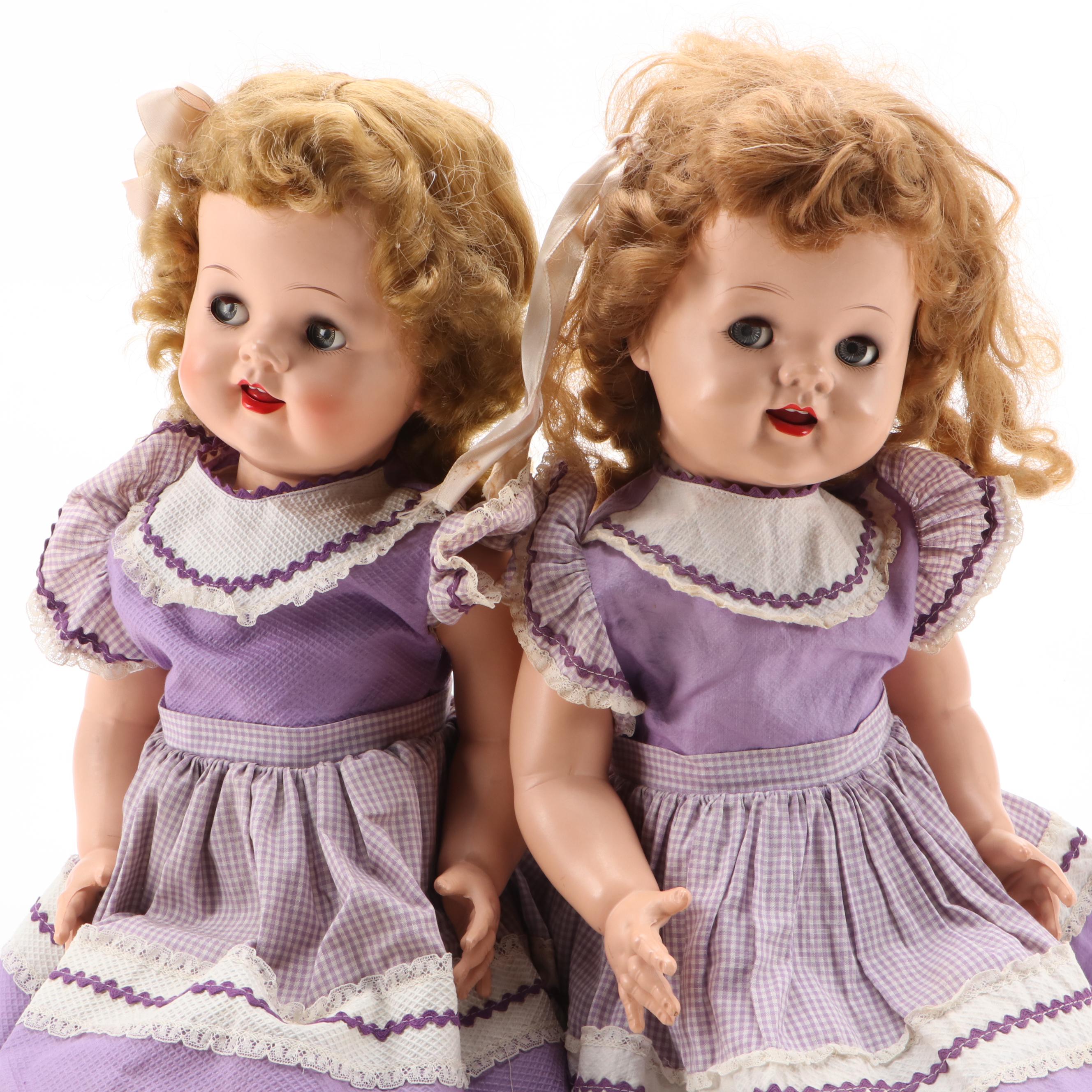 Ideal "Saucy Walker" Dolls with Marx Tin Litho Doll House and Other Furniture