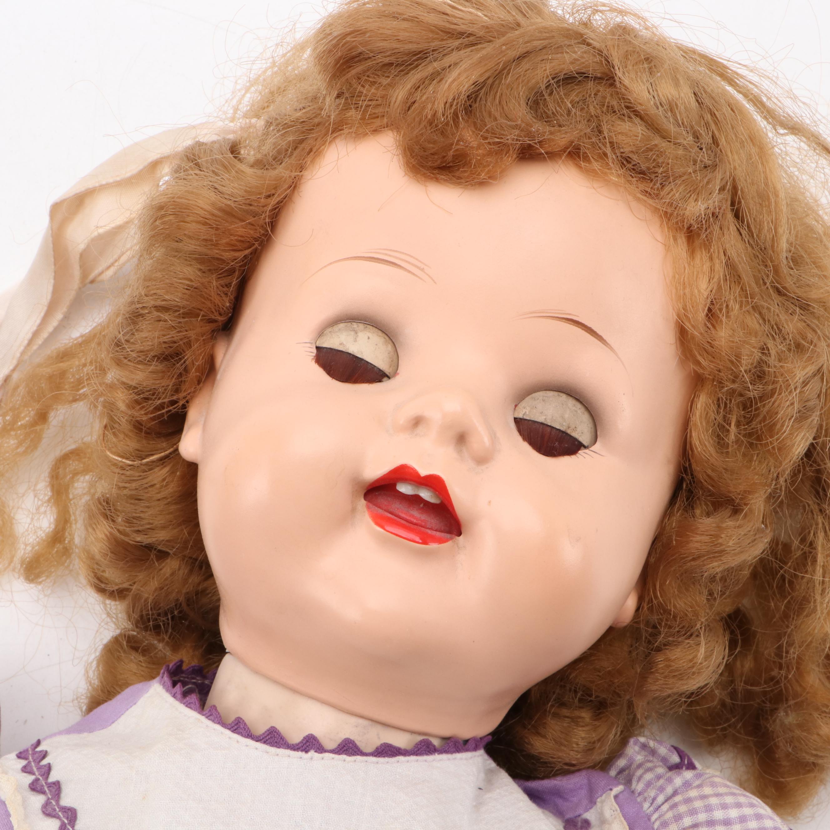 Ideal "Saucy Walker" Dolls with Marx Tin Litho Doll House and Other Furniture