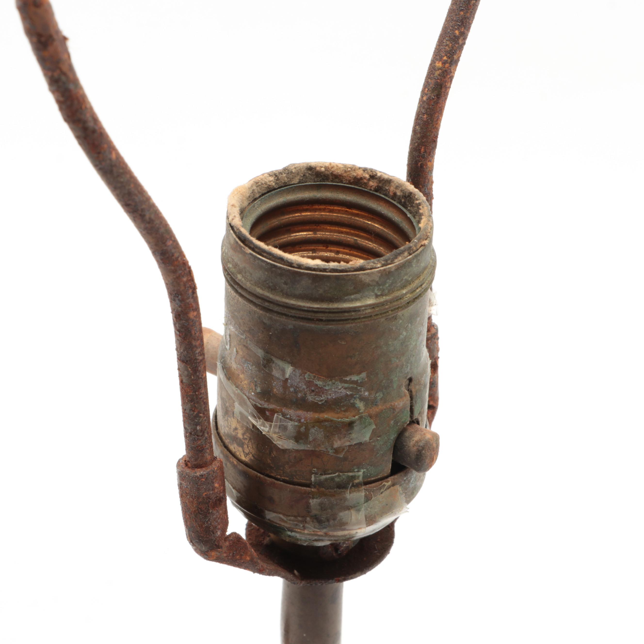 Japanese Bas-Relief Bronze Censer Table Lamp