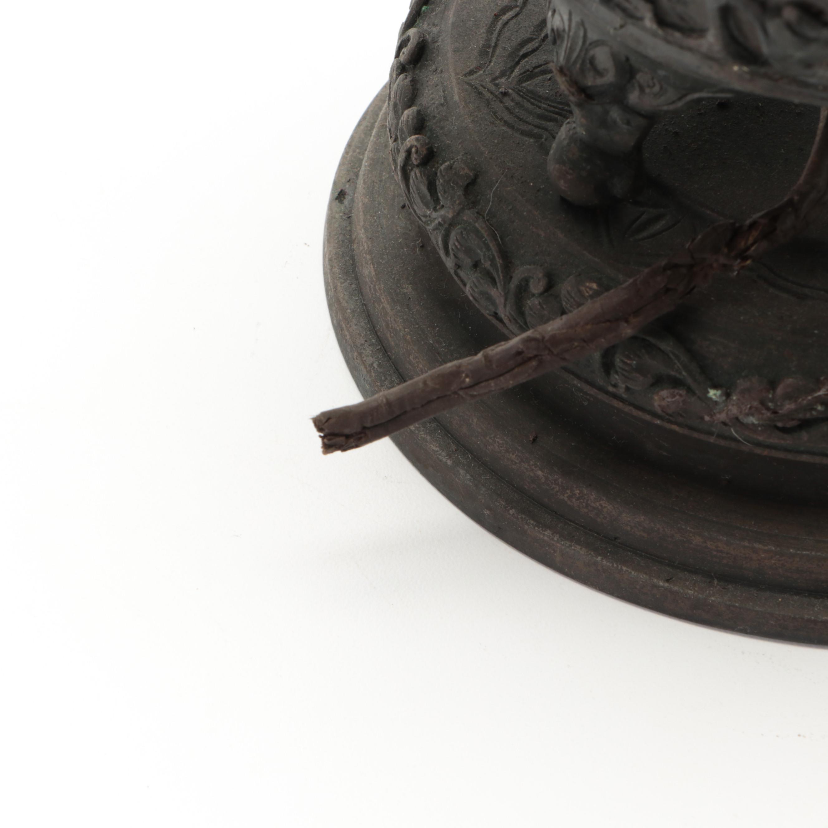 Japanese Bas-Relief Bronze Censer Table Lamp