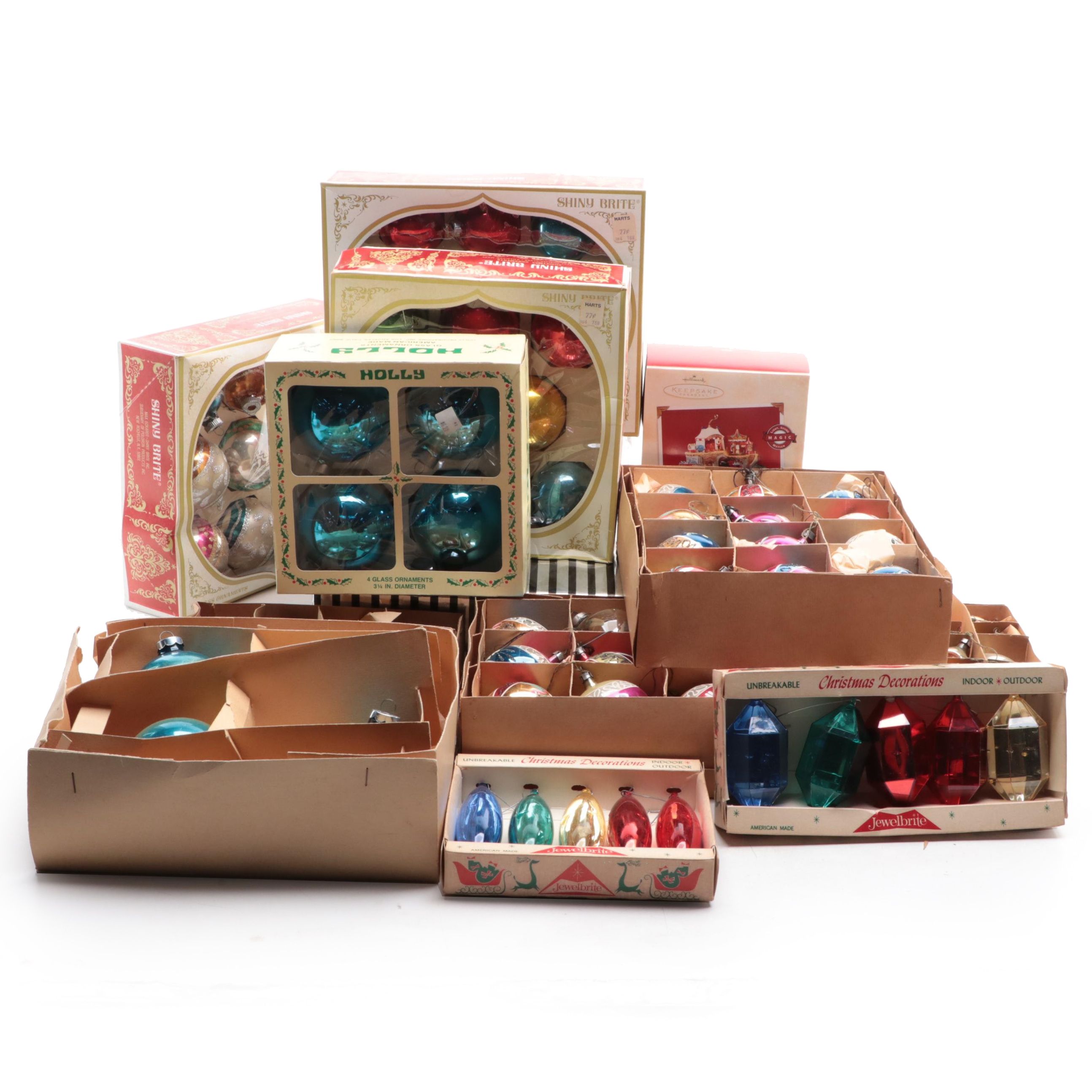 Shiny Brite and Other Glass Christmas Ornaments, Mid to Late 20th Century