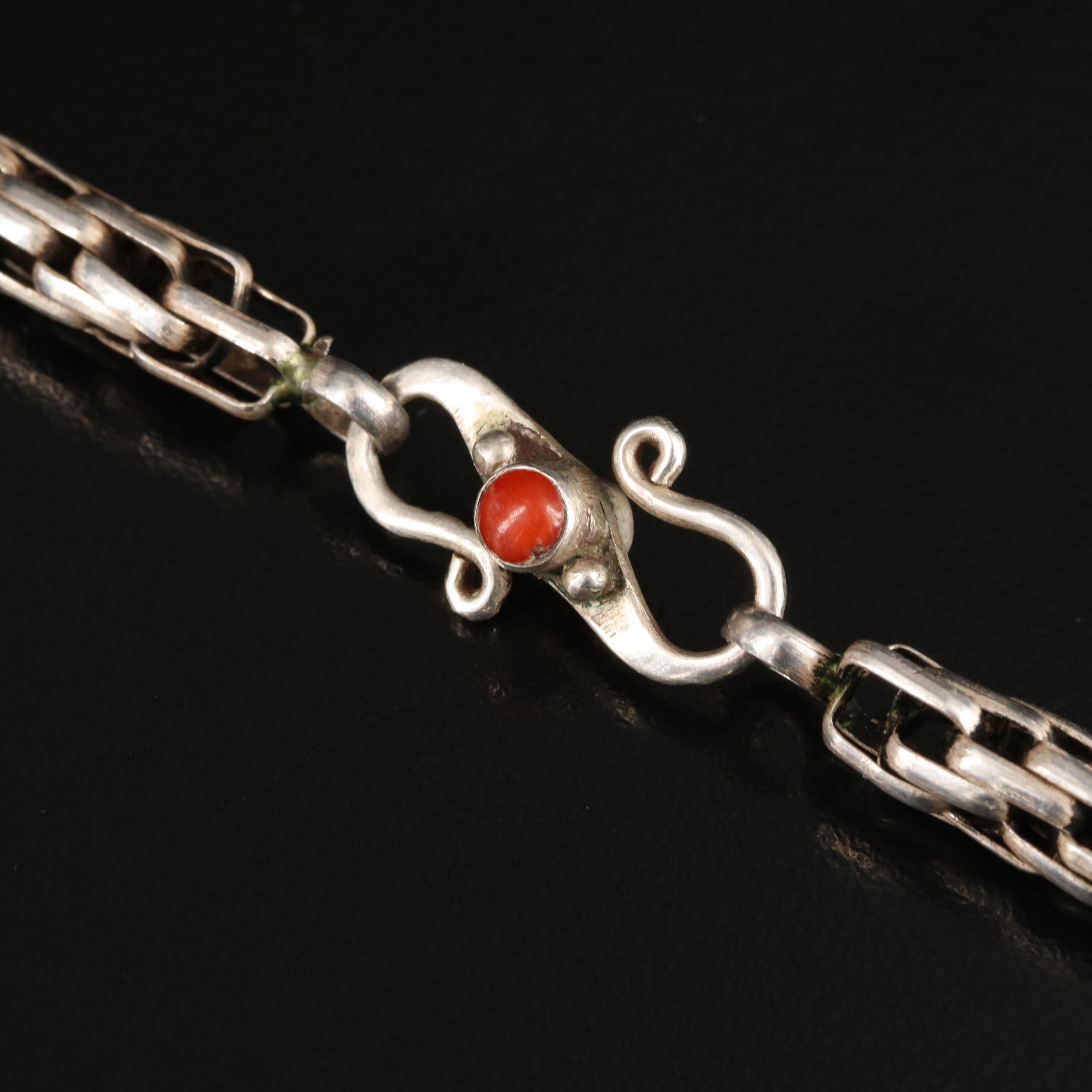 Cecilia Iule Zuni Sterling Coral Cross Necklace