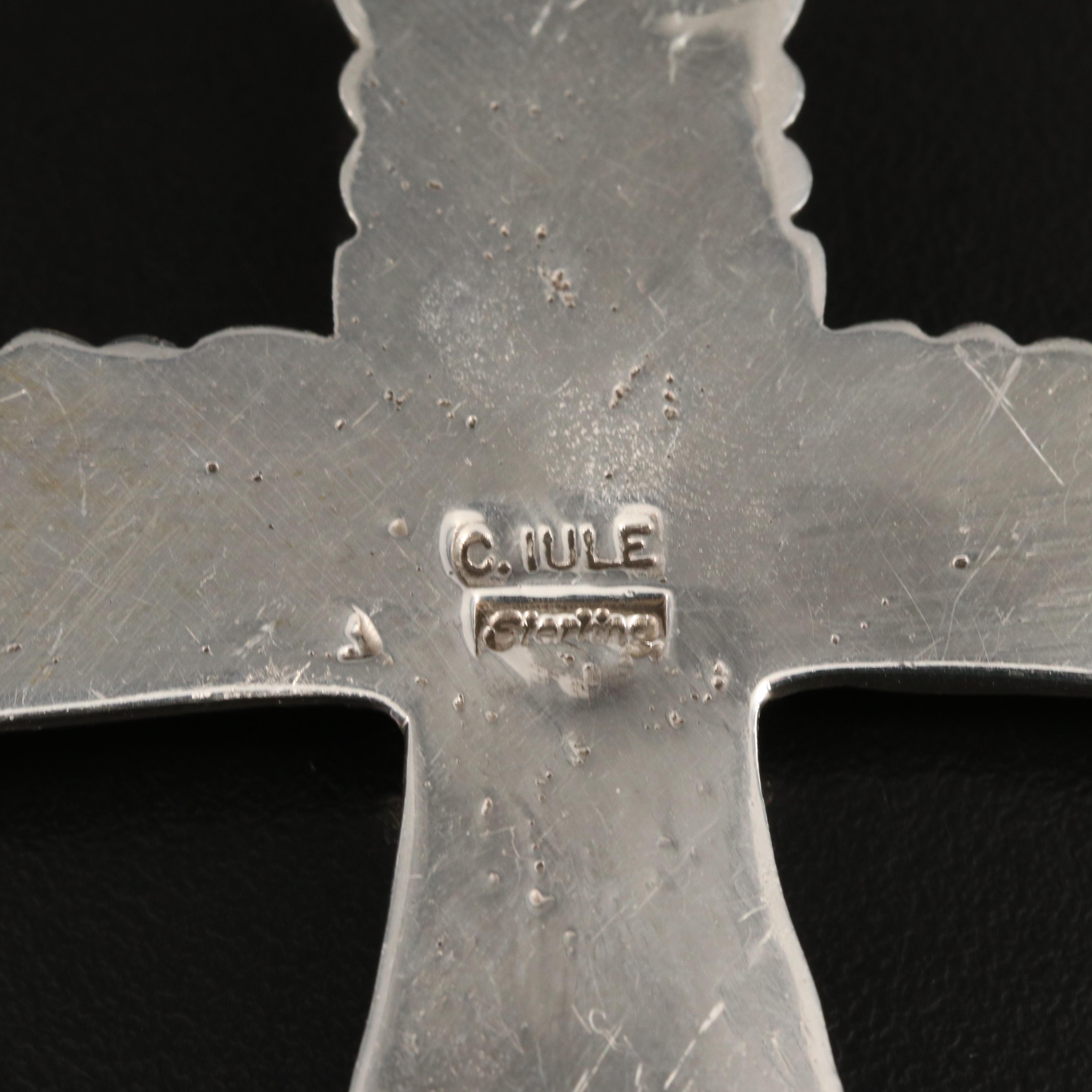 Cecilia Iule Zuni Sterling Coral Cross Necklace