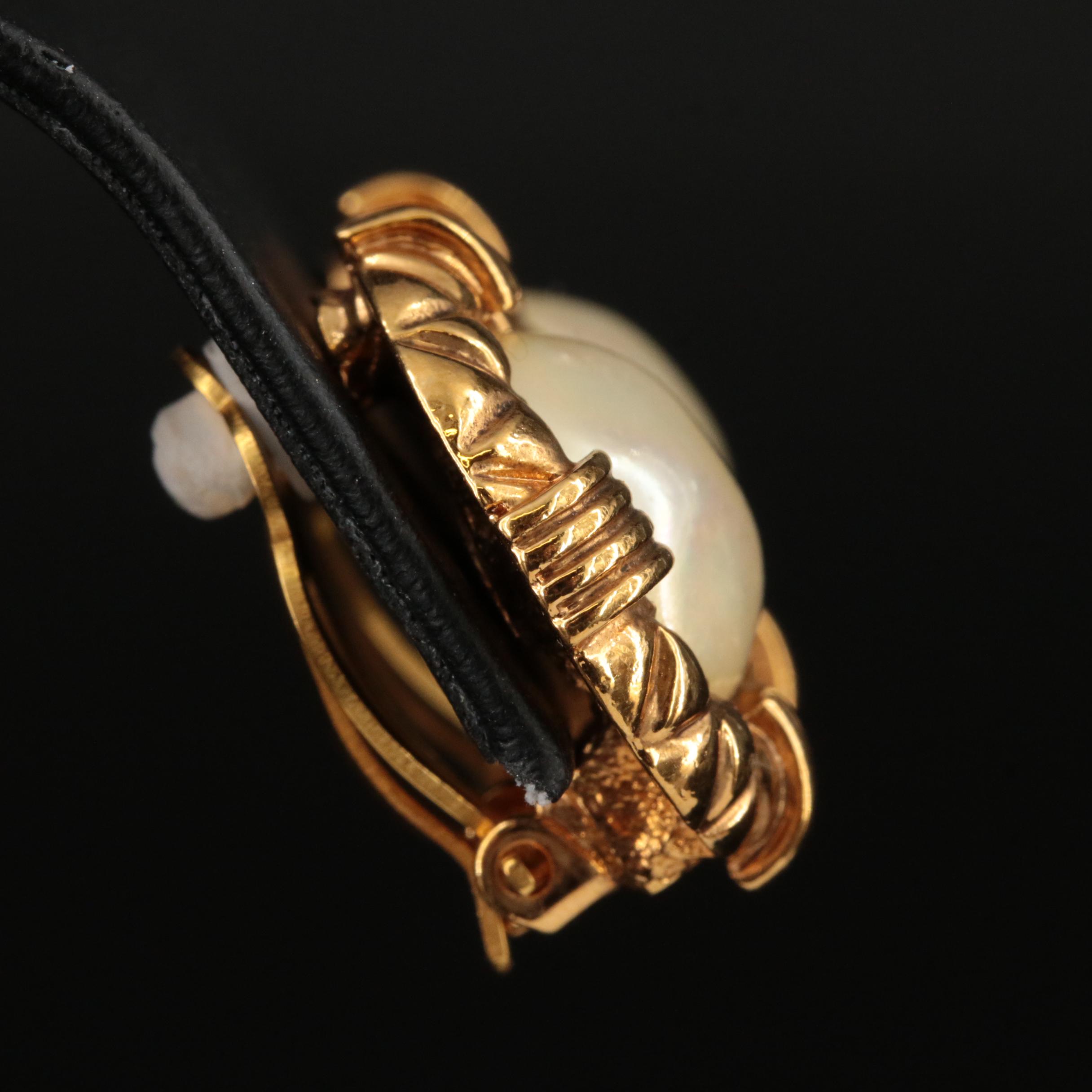 Chanel Faux Pearl Earrings