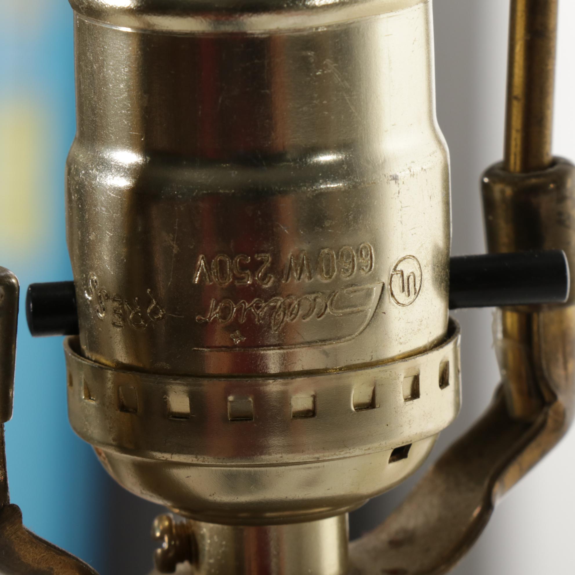 Turned Wood Floor Lamp Pair With Tasseled Lampshades, Mid-20th Century