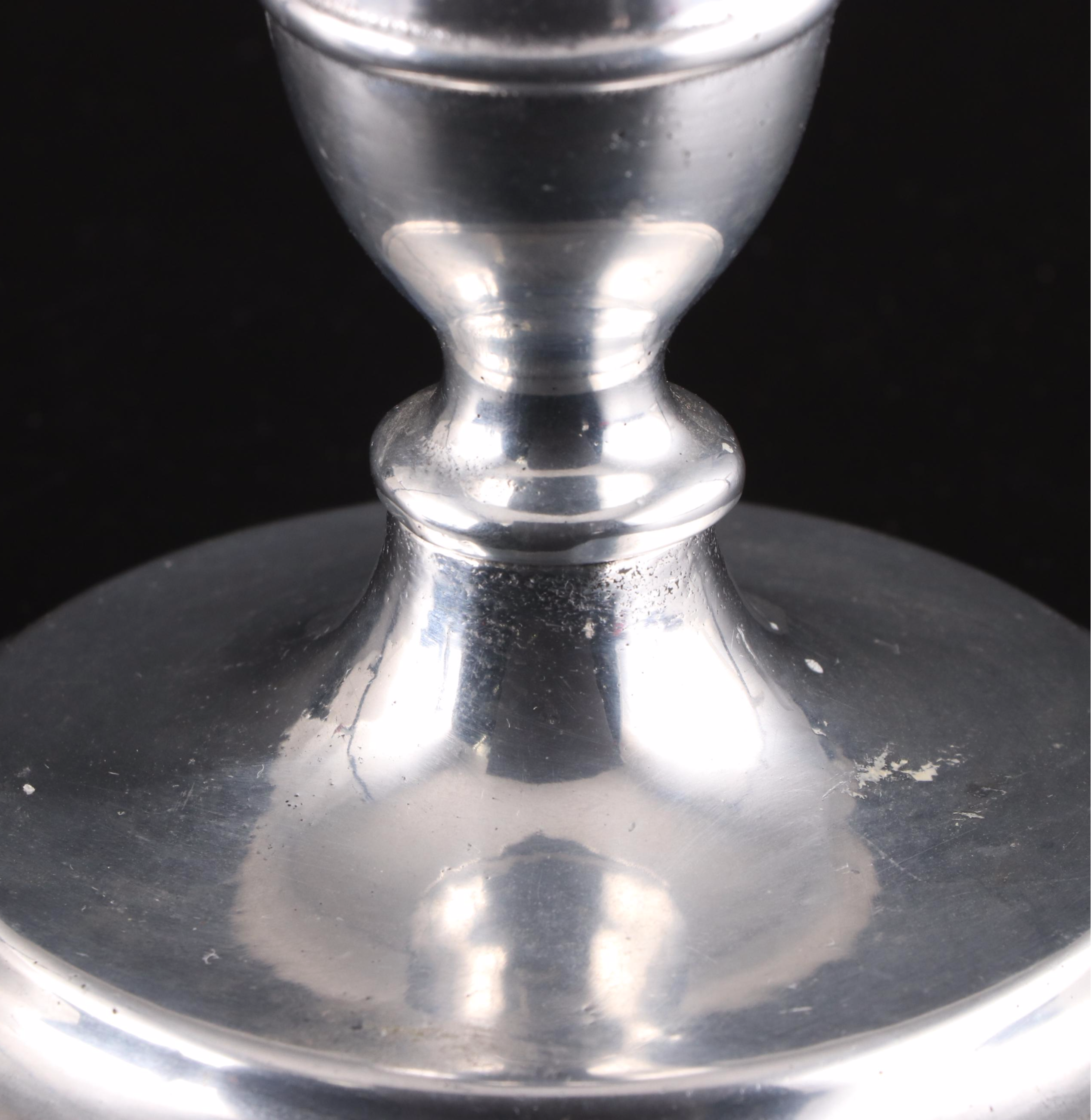 Wilton Pewter Candlesticks with Neiman-Marcus Tobacco Leaf Porcelain Bowl