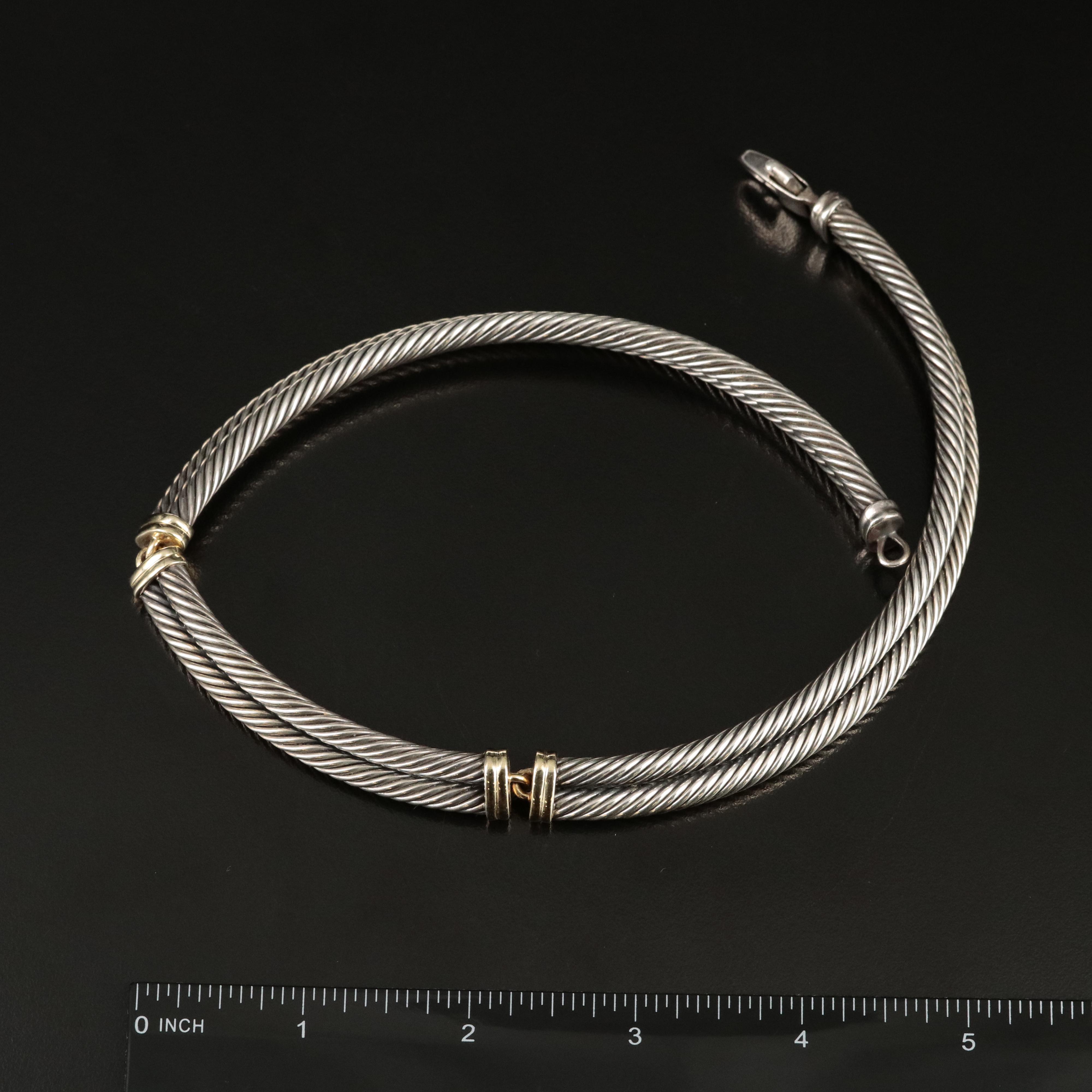 David Yurman Sterling Double Cable Collar with 14K Accents