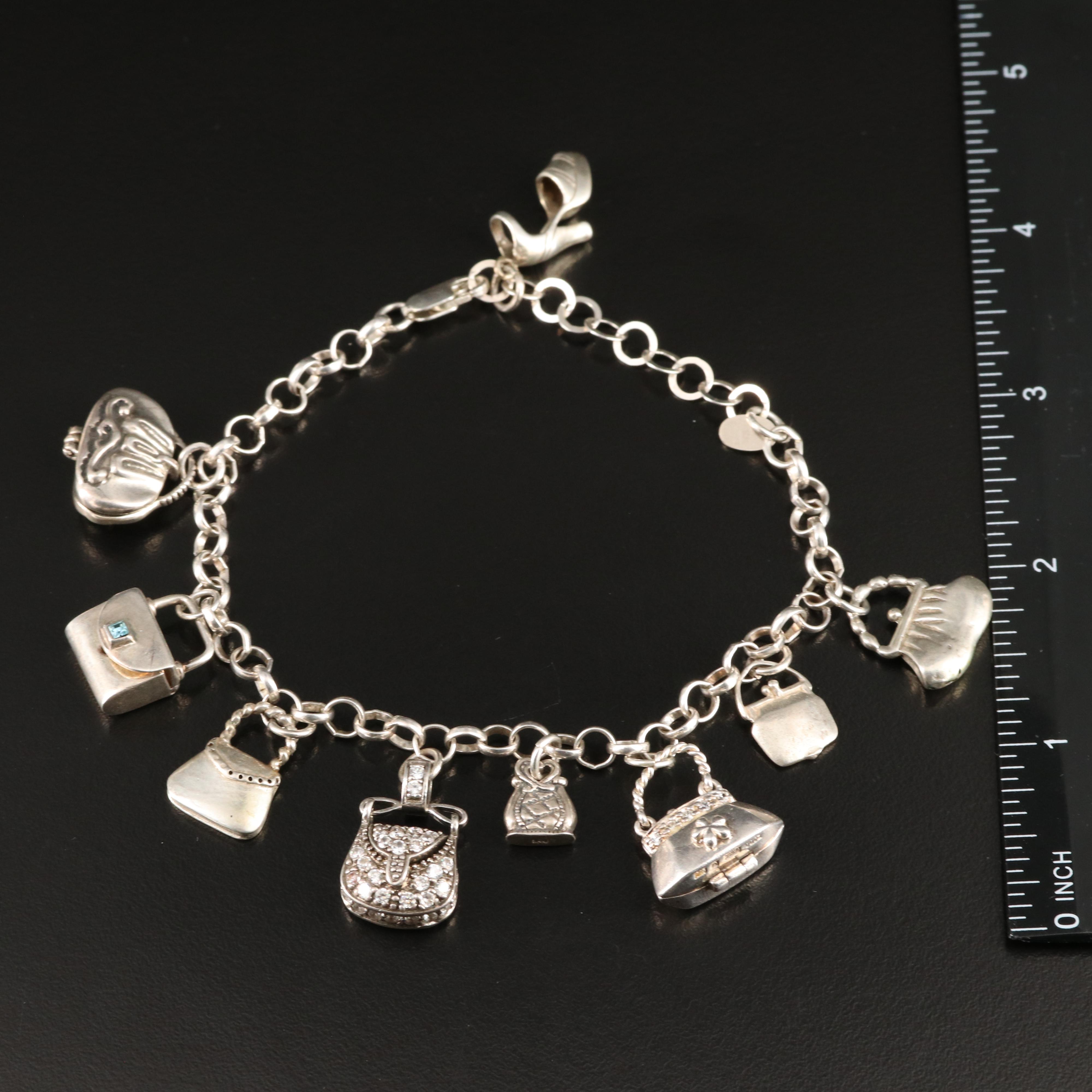 Simone Bijoux Sterling Purse and Shoe Charm Bracelet