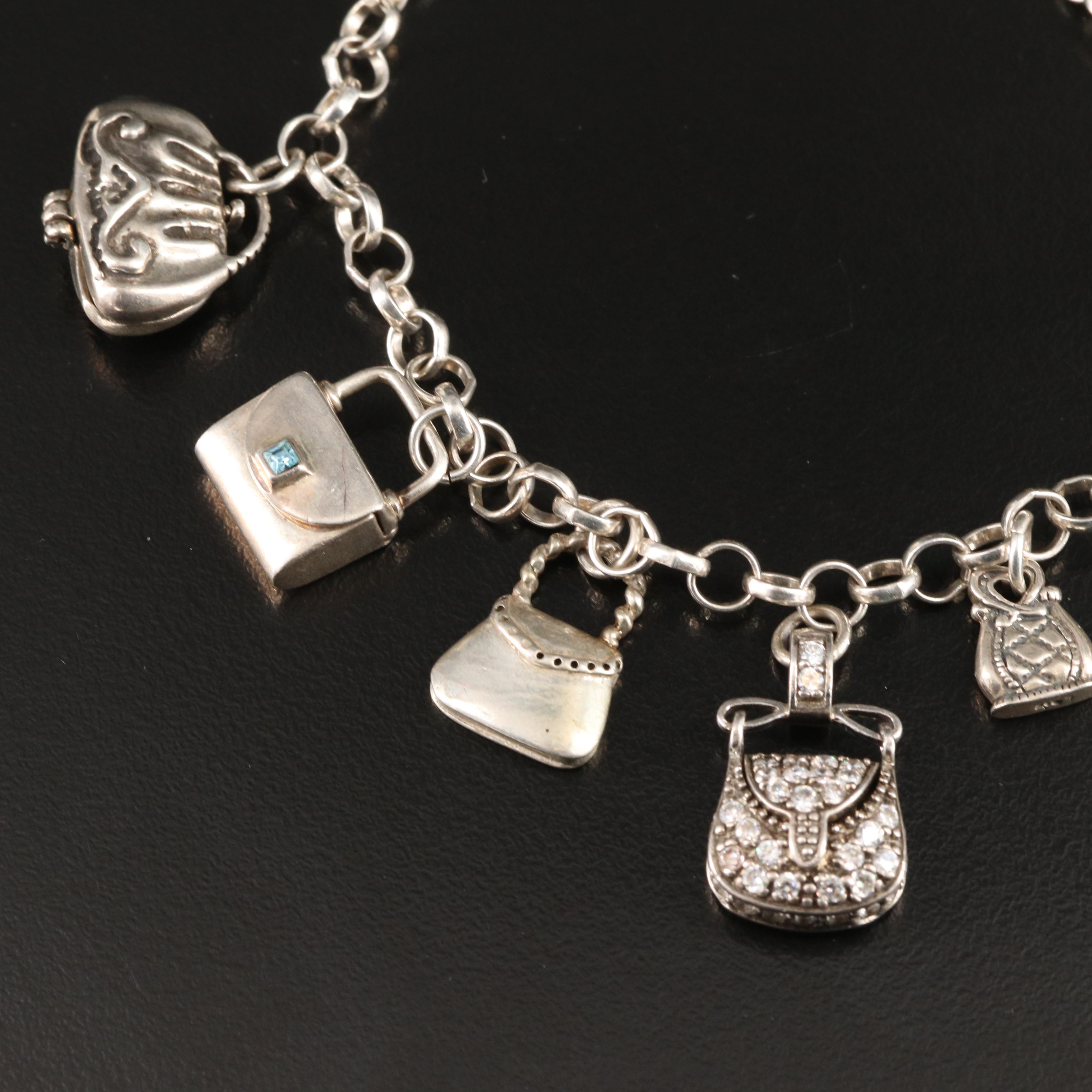 Simone Bijoux Sterling Purse and Shoe Charm Bracelet