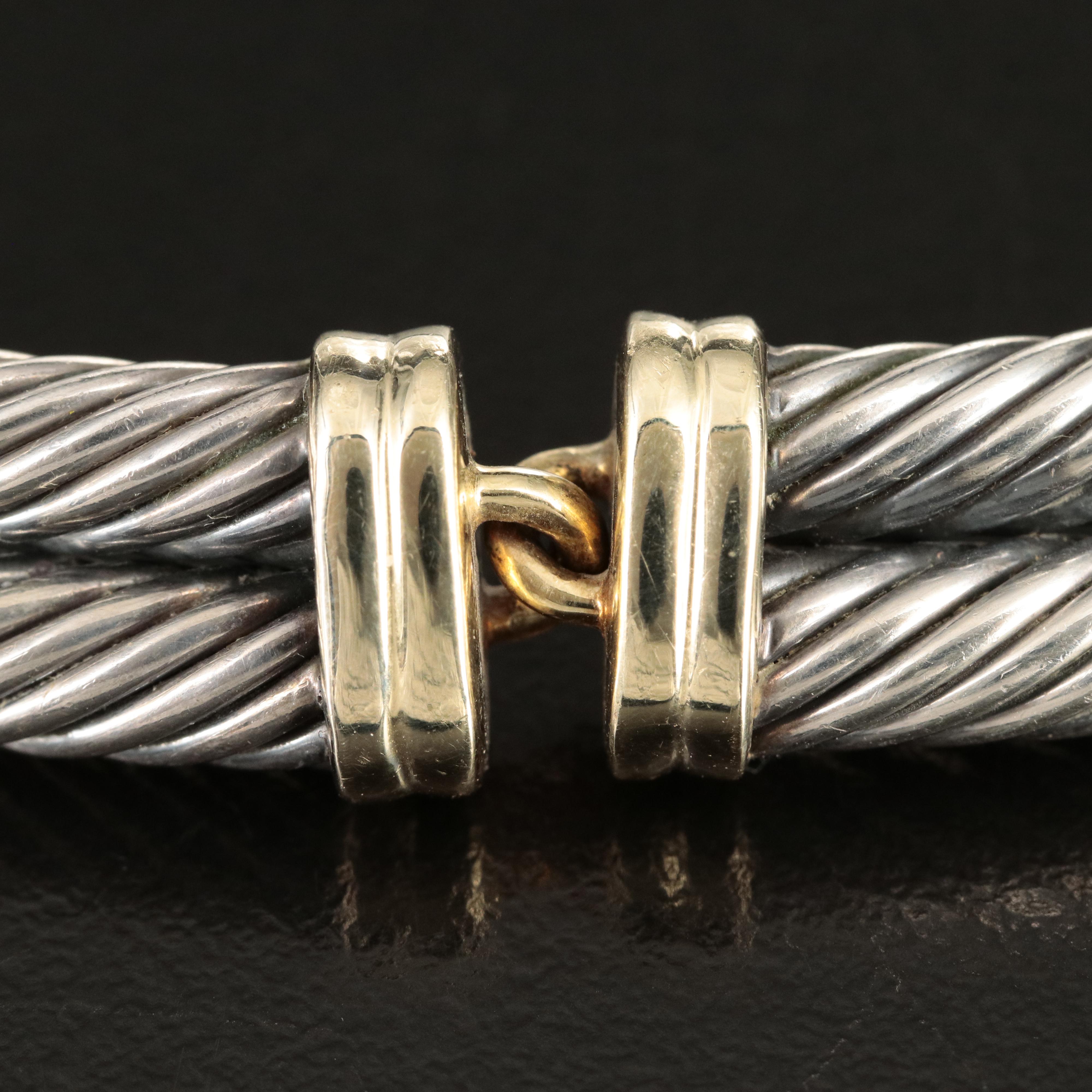 David Yurman Sterling Double Cable Collar with 14K Accents