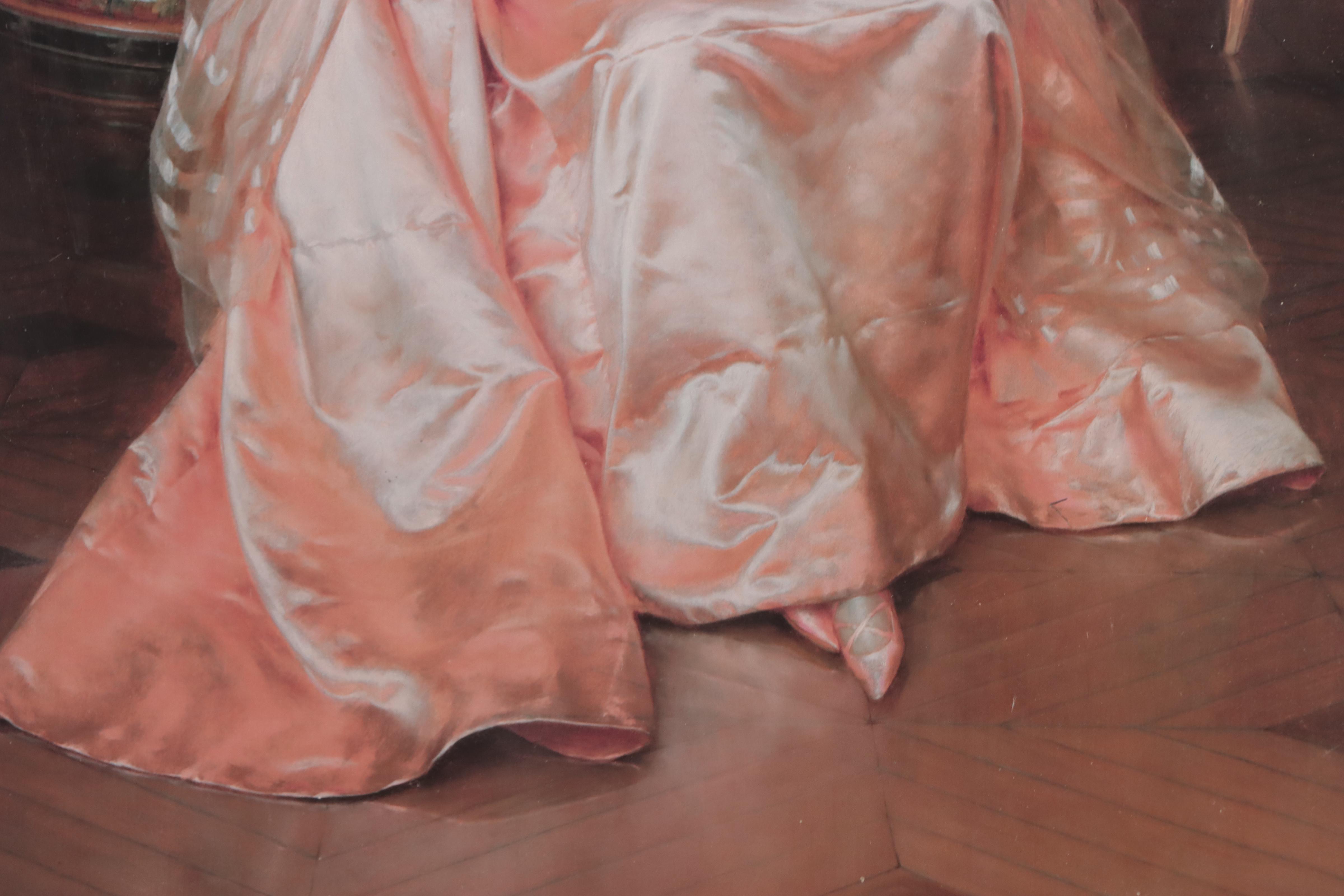 Offset Lithograph of Woman With Fan After Frederic Soulacroix