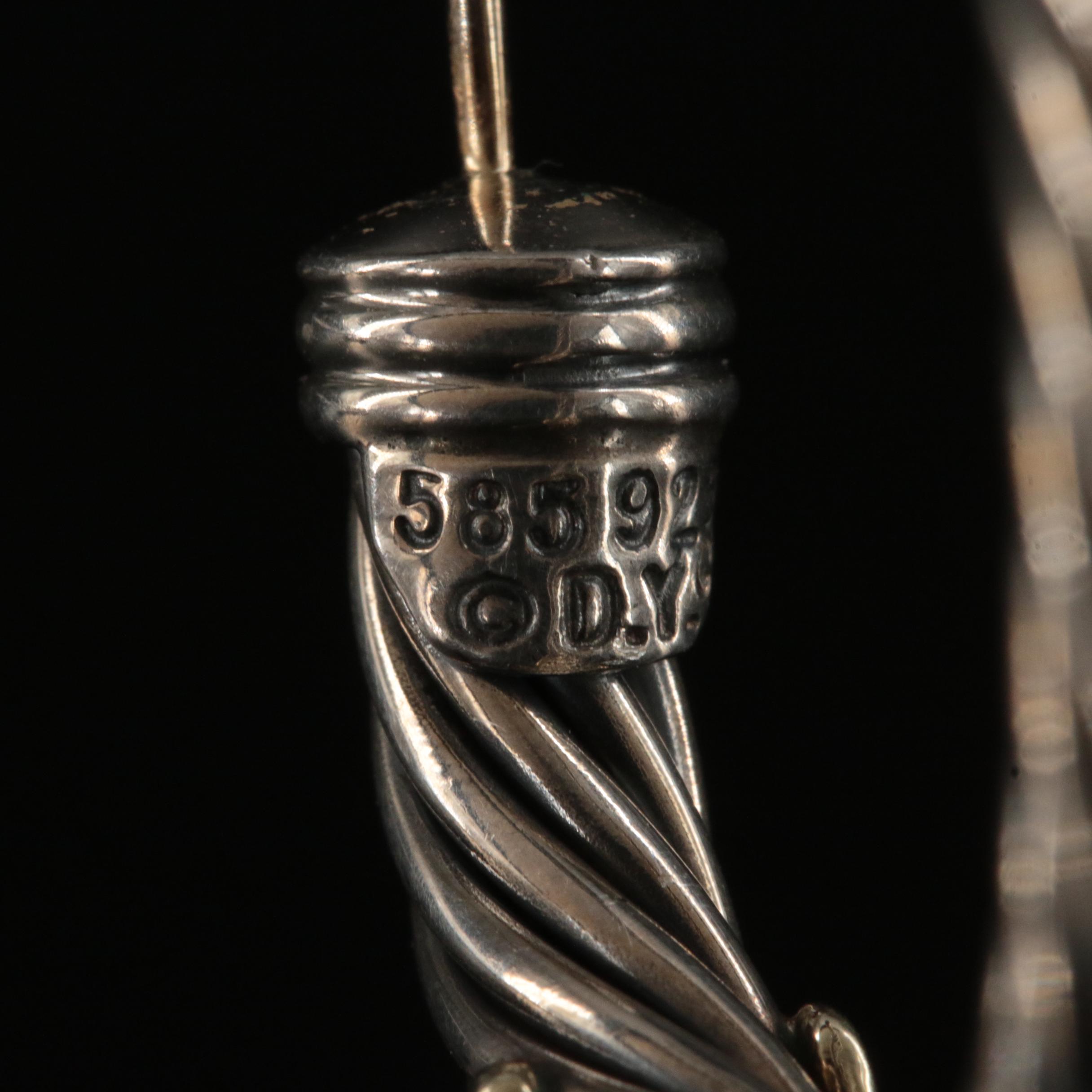 David Yurman "Classic Cable X" Sterling Hoop Earrings with 14K Accents