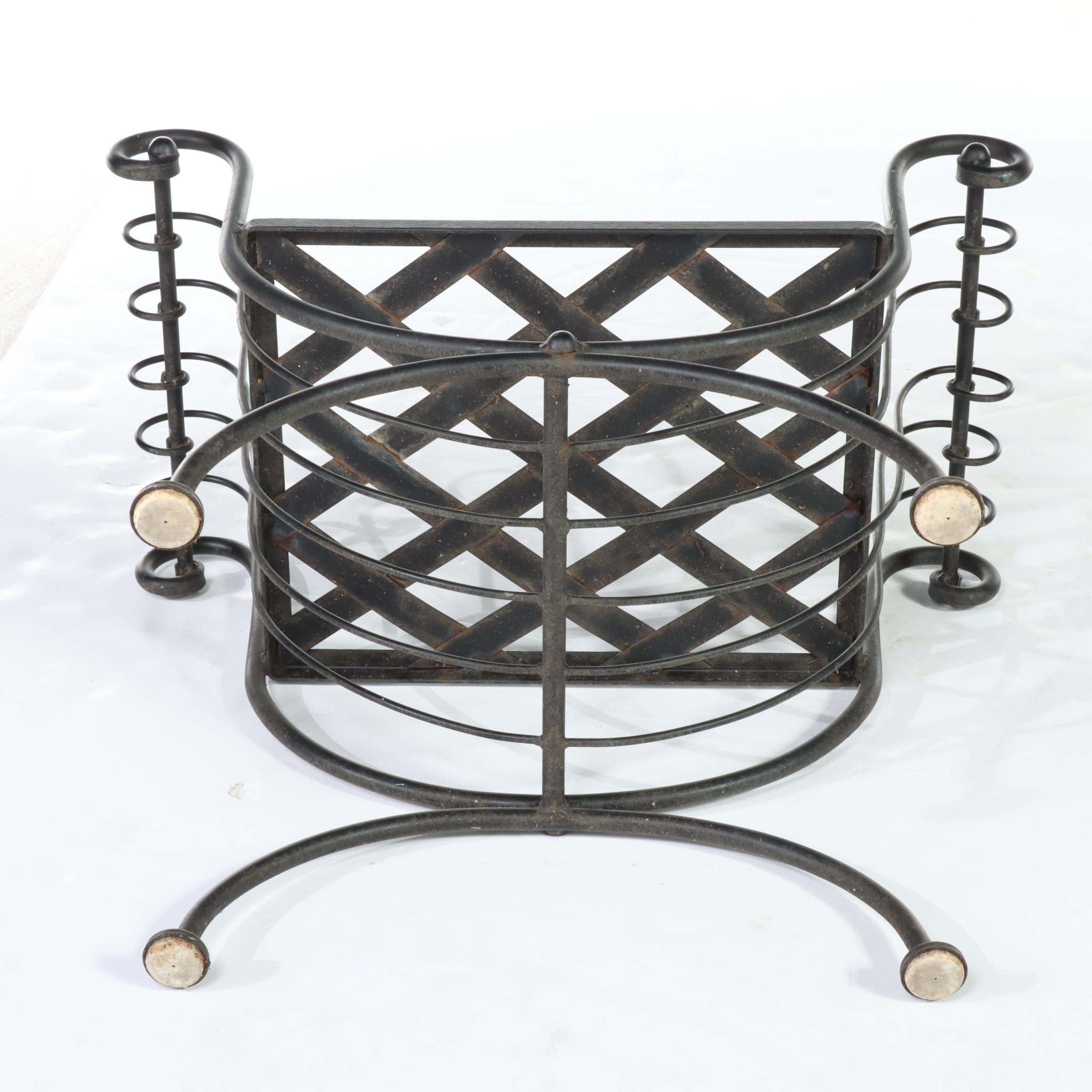 Wrought Iron Curule Patio Bench