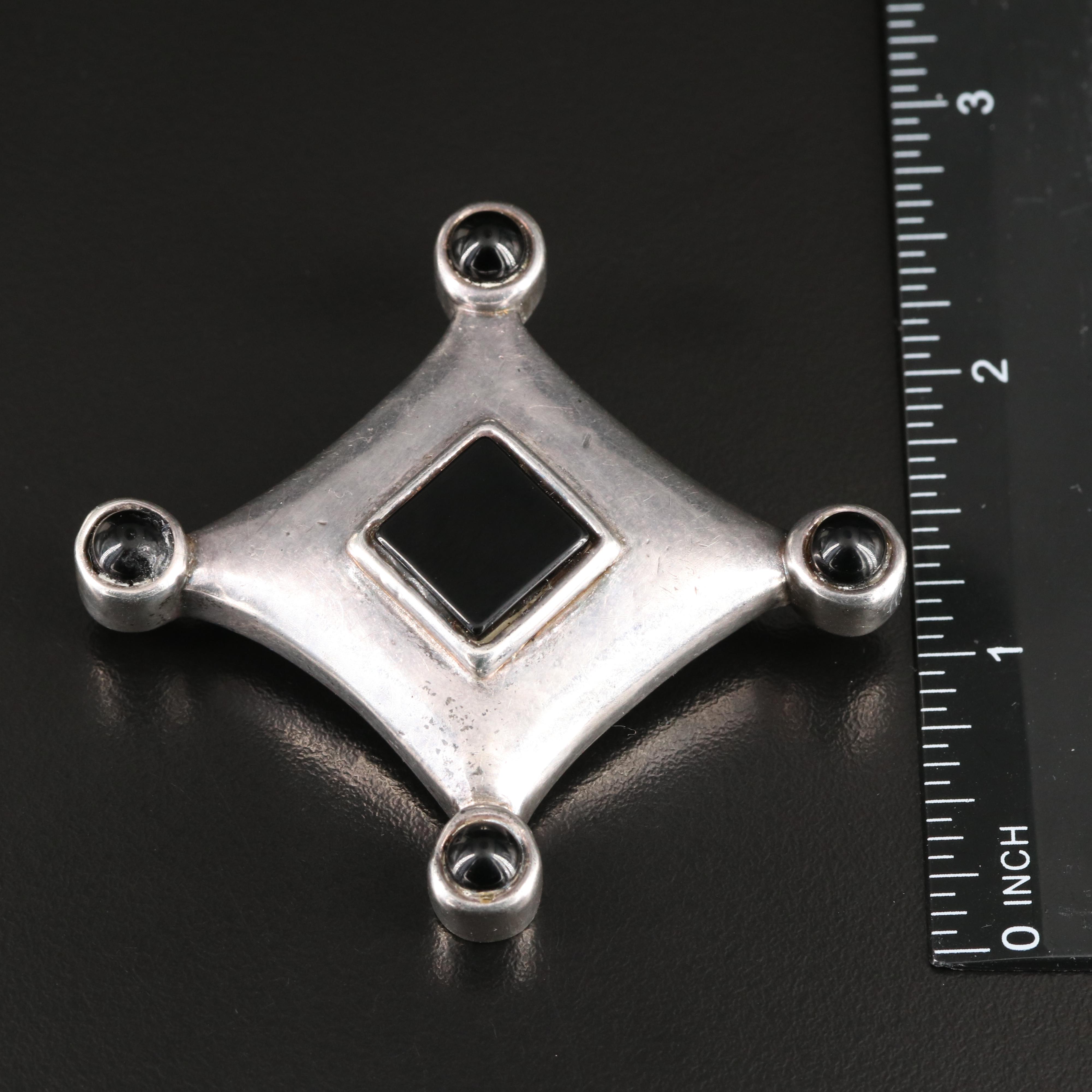 Simon Sebbag Sterling Black Onyx Brooch