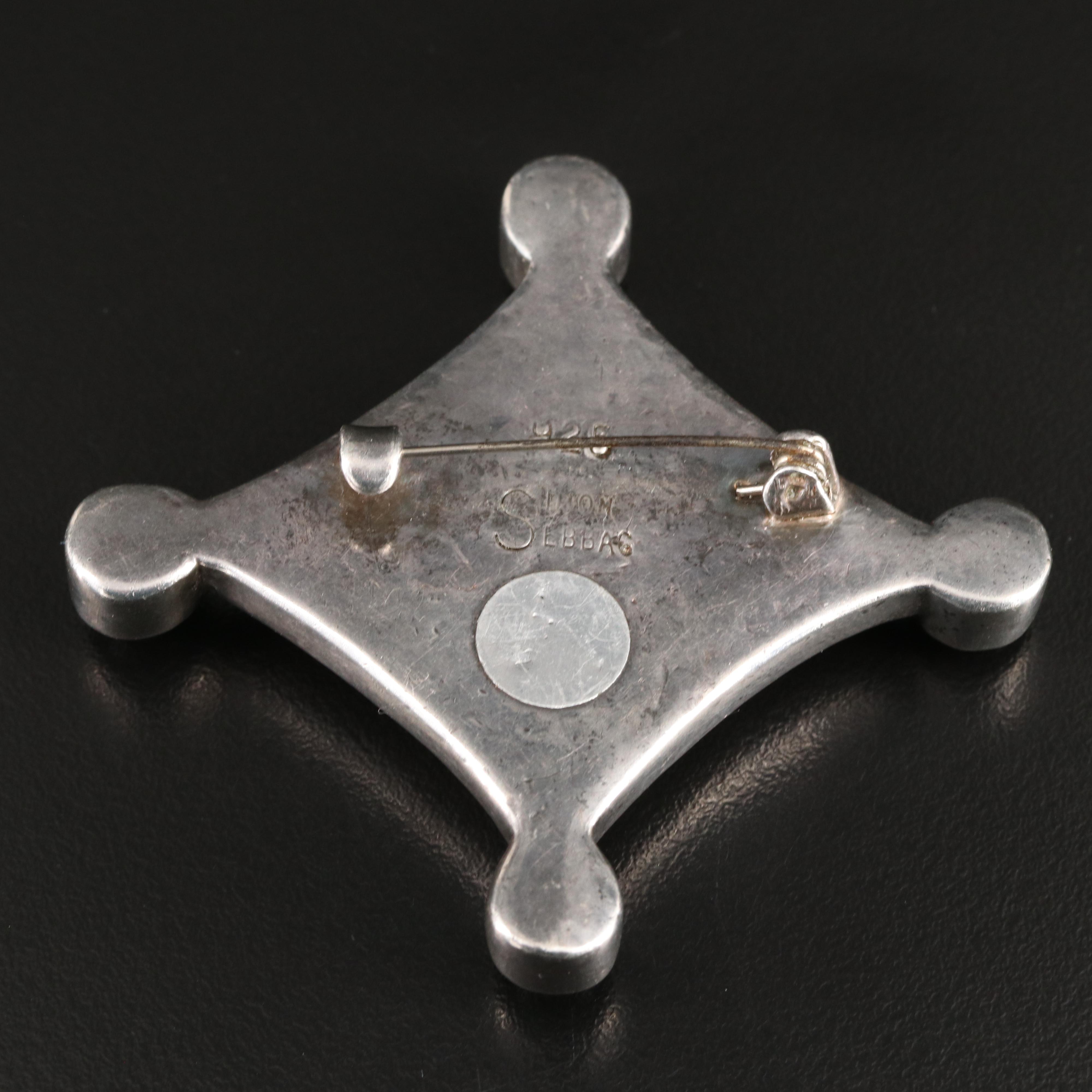 Simon Sebbag Sterling Black Onyx Brooch