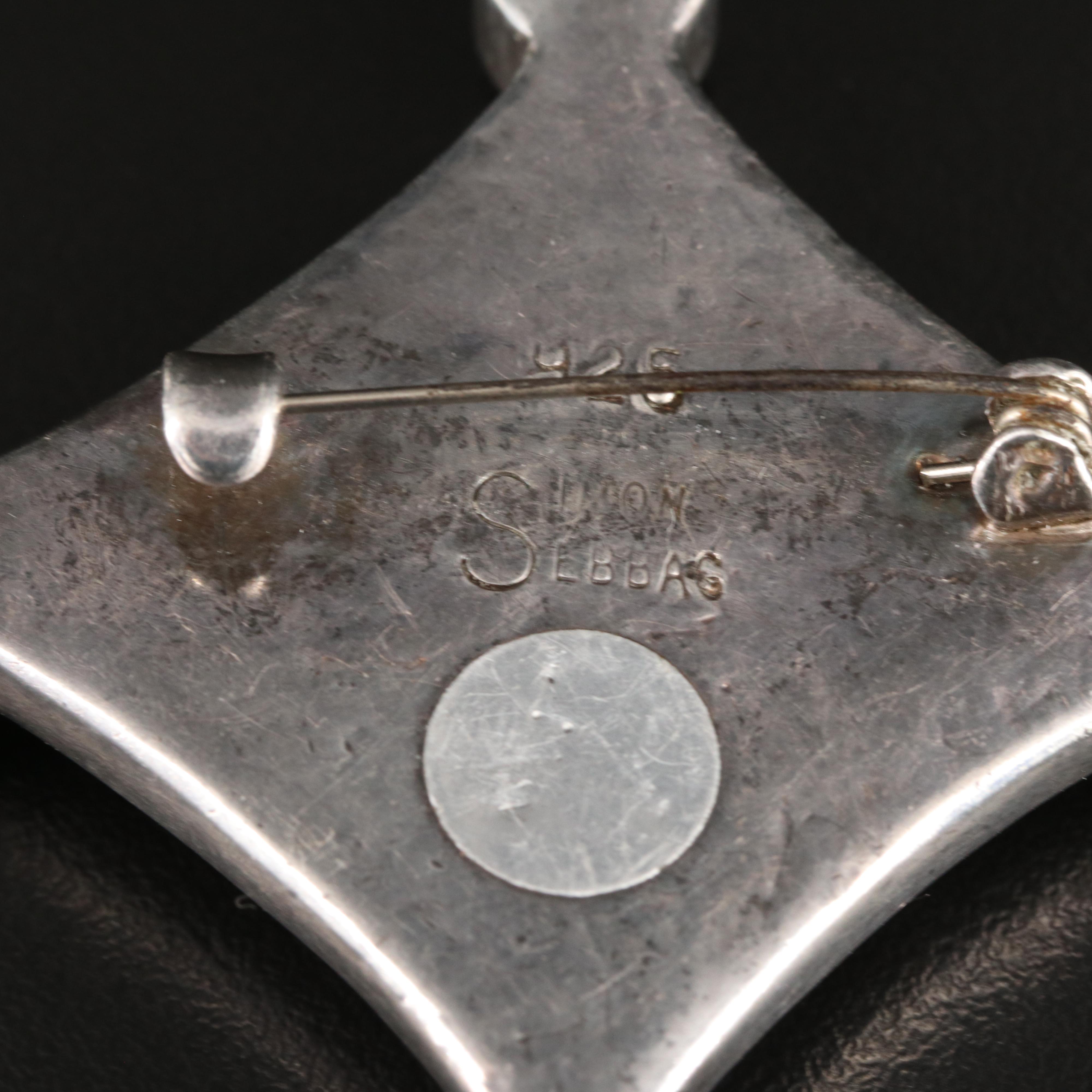 Simon Sebbag Sterling Black Onyx Brooch