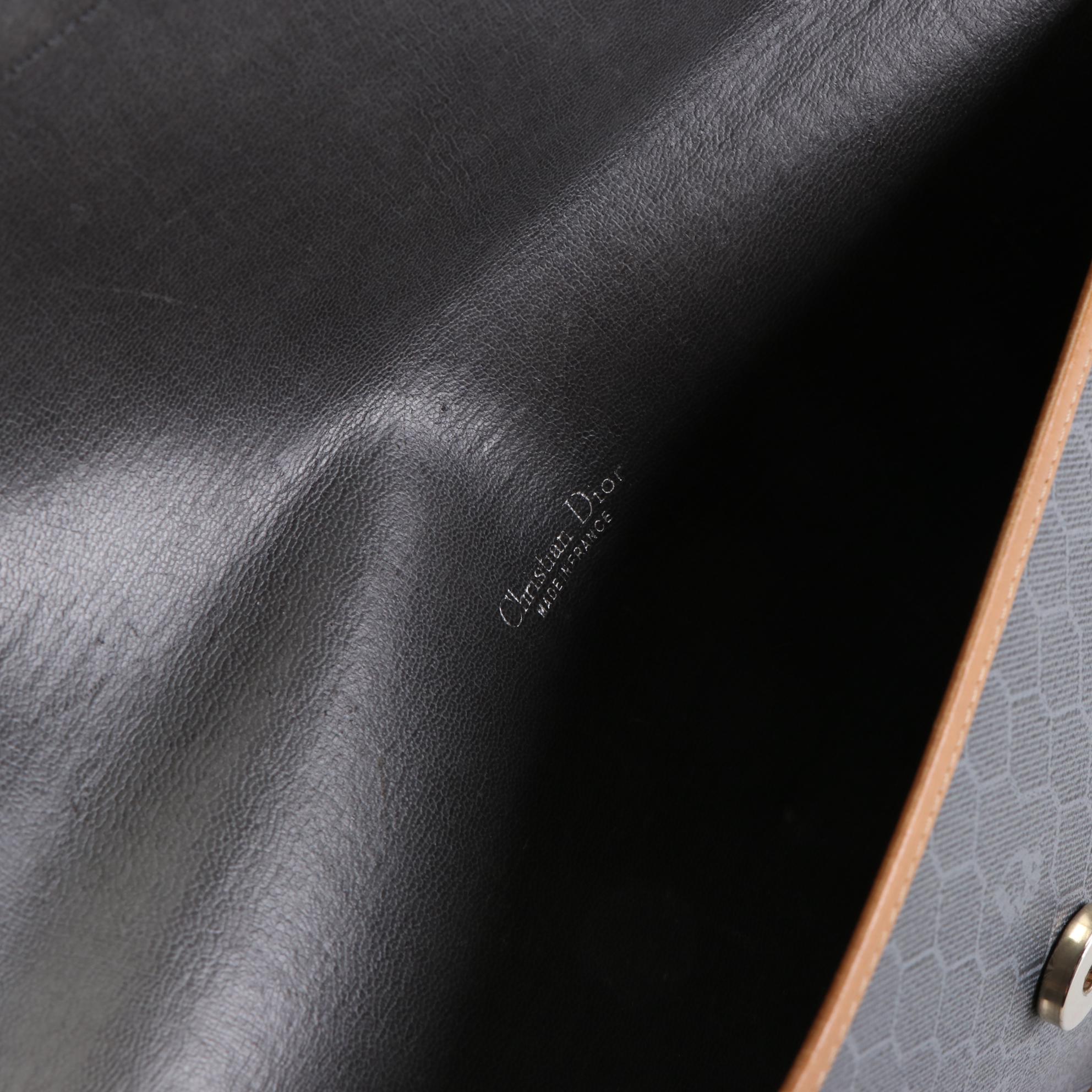 Christian Dior Honeycomb Coated Canvas Clutch with Leather Trim