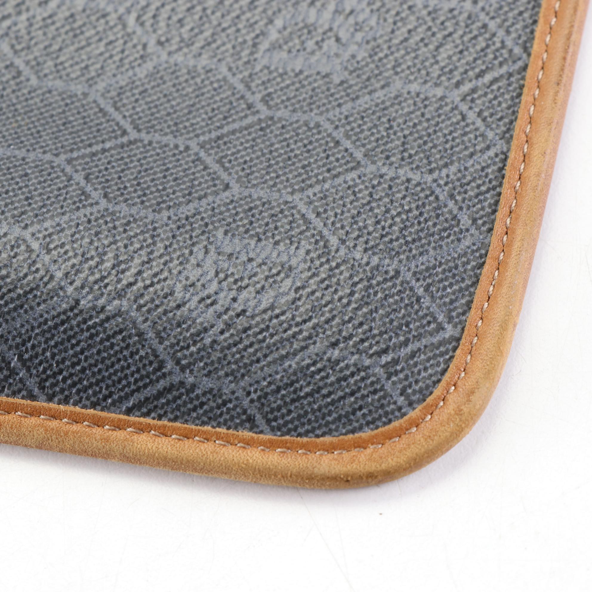 Christian Dior Honeycomb Coated Canvas Clutch with Leather Trim