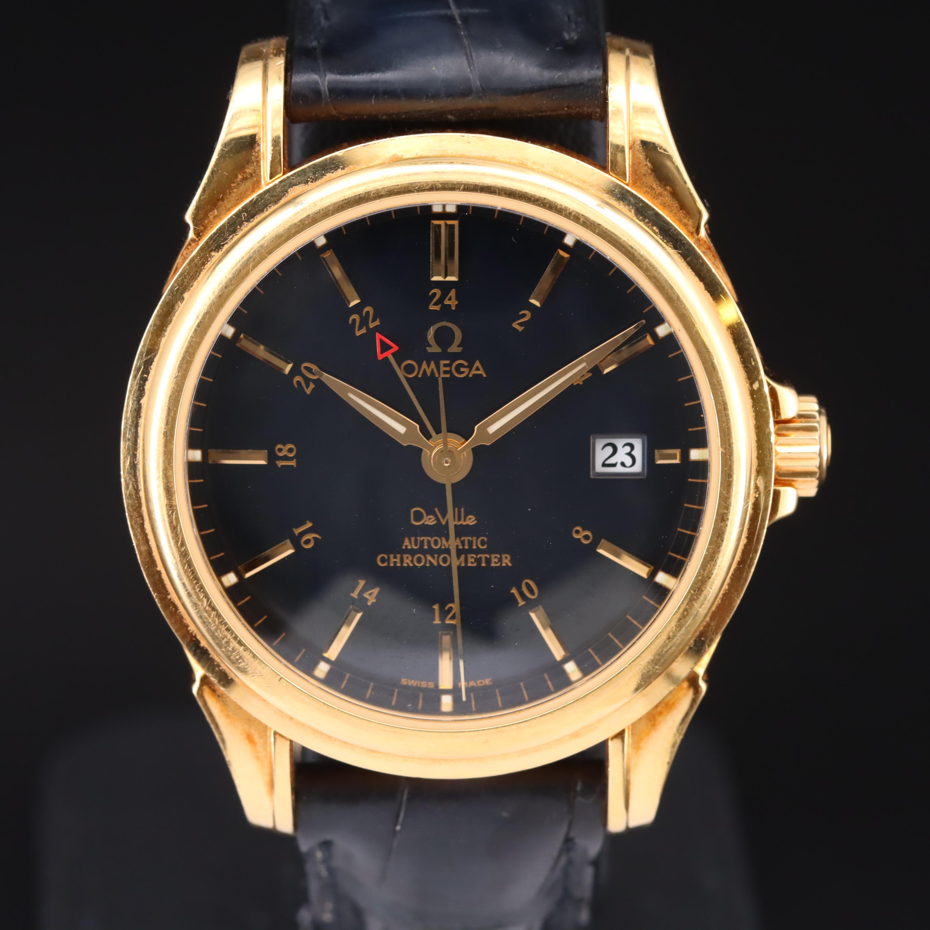 18K 2006 Omega Deville GMT Watch