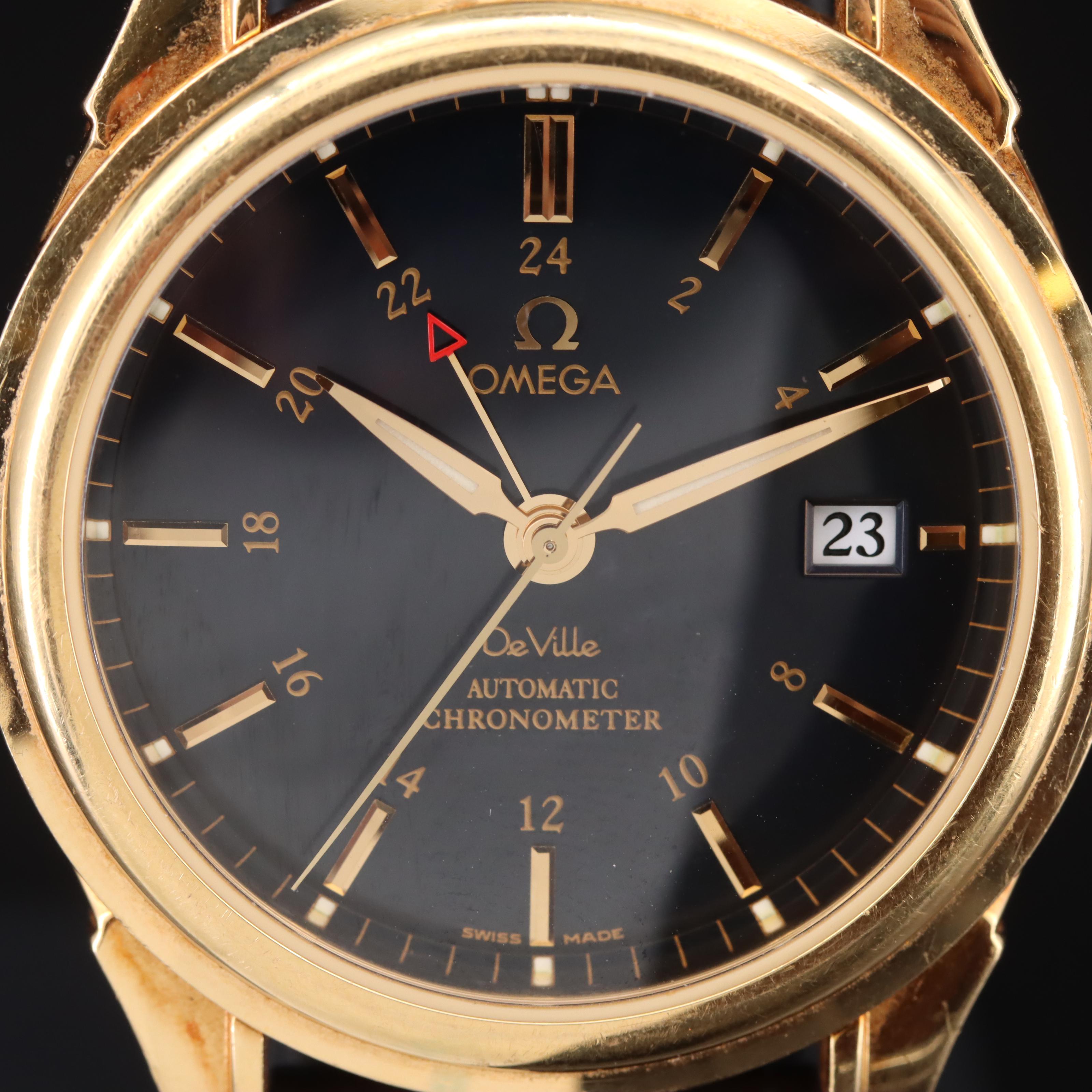 18K 2006 Omega Deville GMT Watch