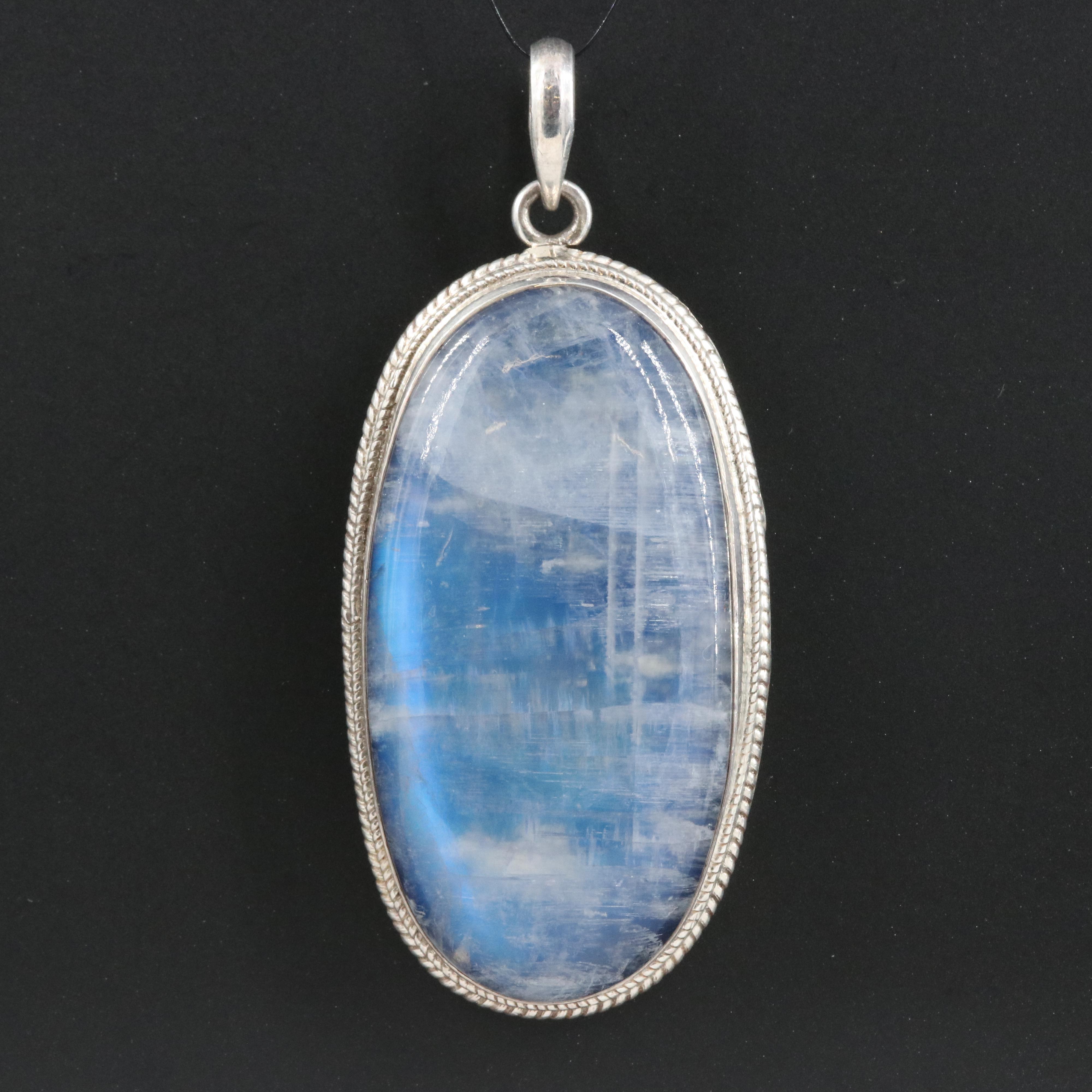 Sterling Rainbow Moonstone Pendant