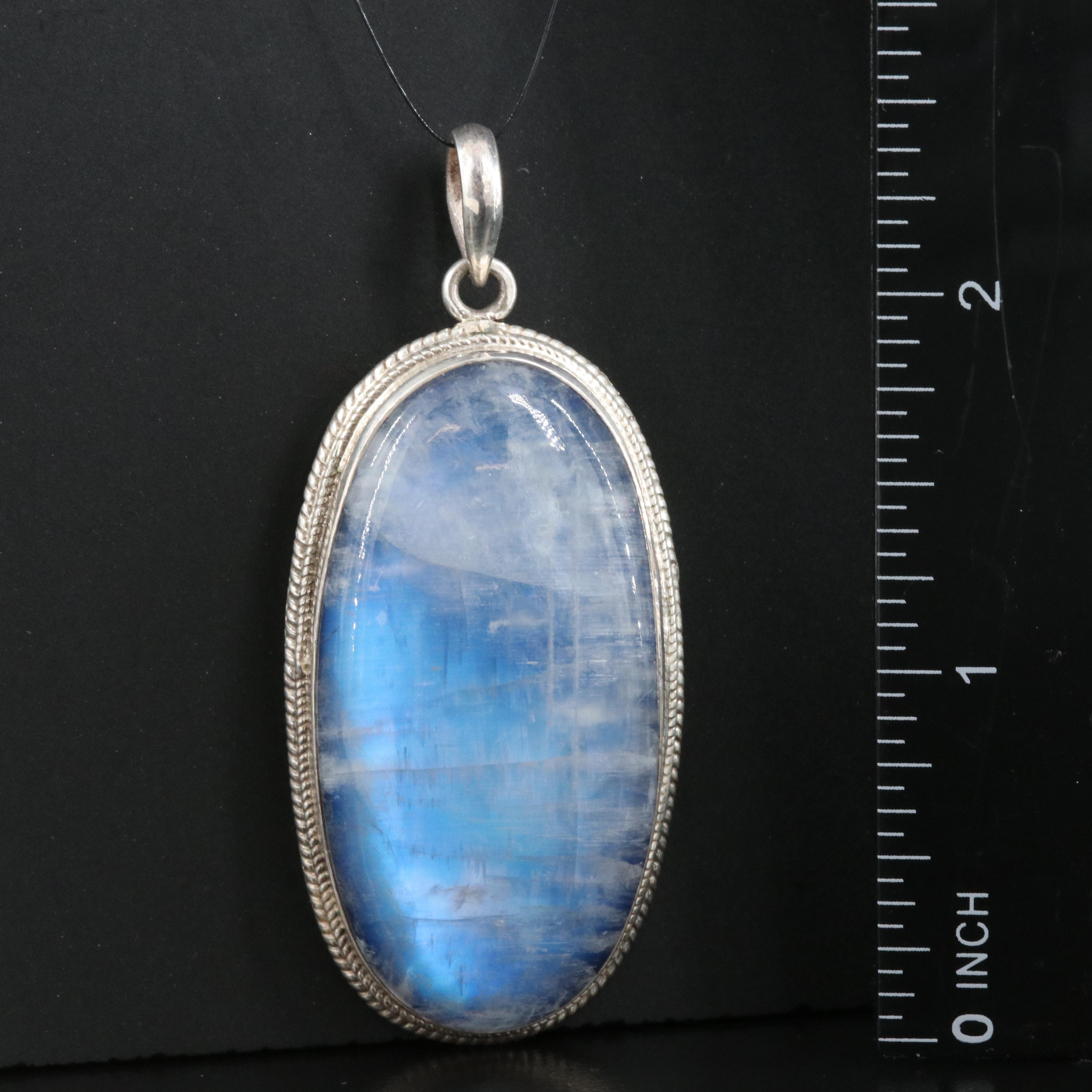 Sterling Rainbow Moonstone Pendant