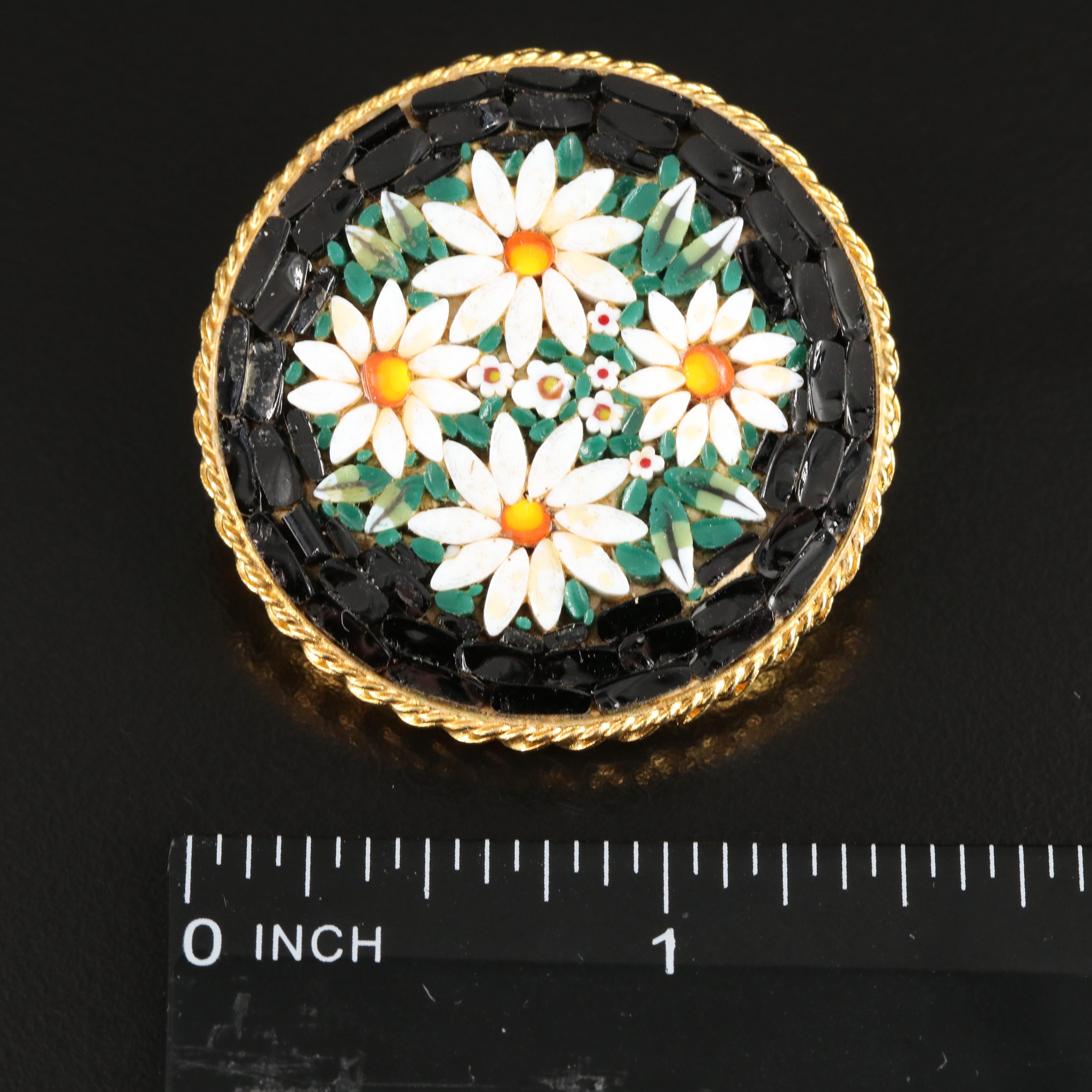 Floral Micromosaic Brooches and Earrings