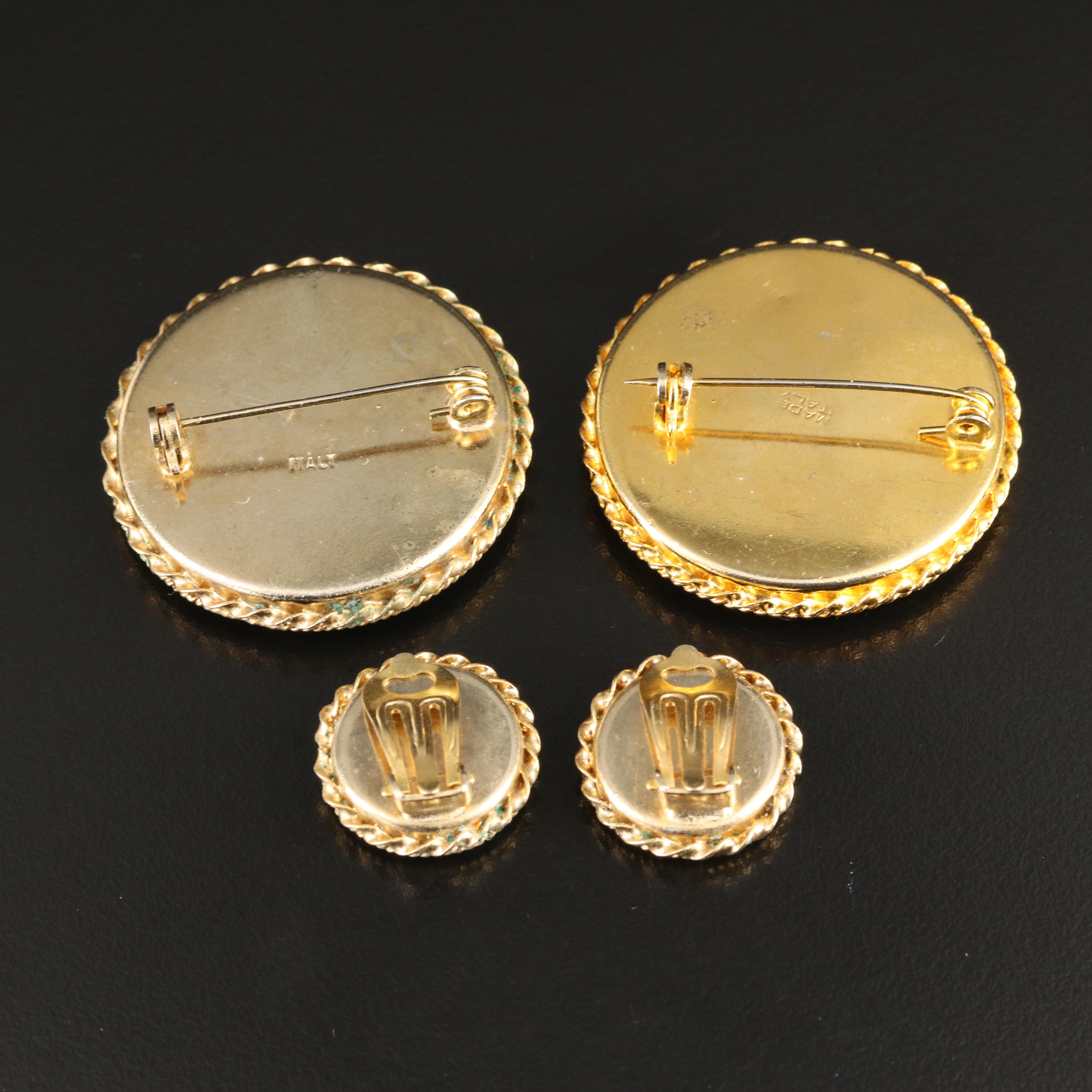 Floral Micromosaic Brooches and Earrings