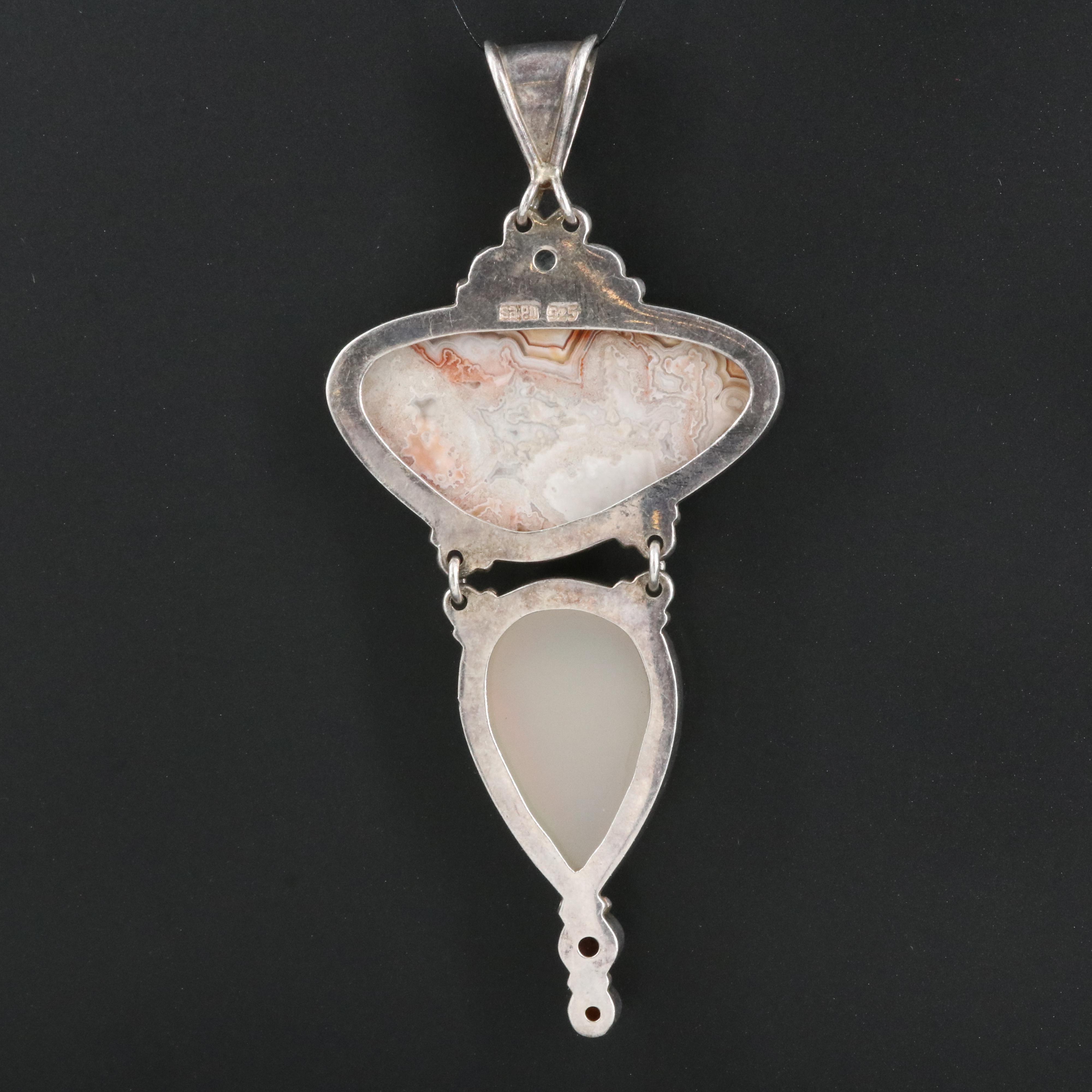 Sajen Sterling Pendants Including Agate, Rainbow Moonstone and Druzy