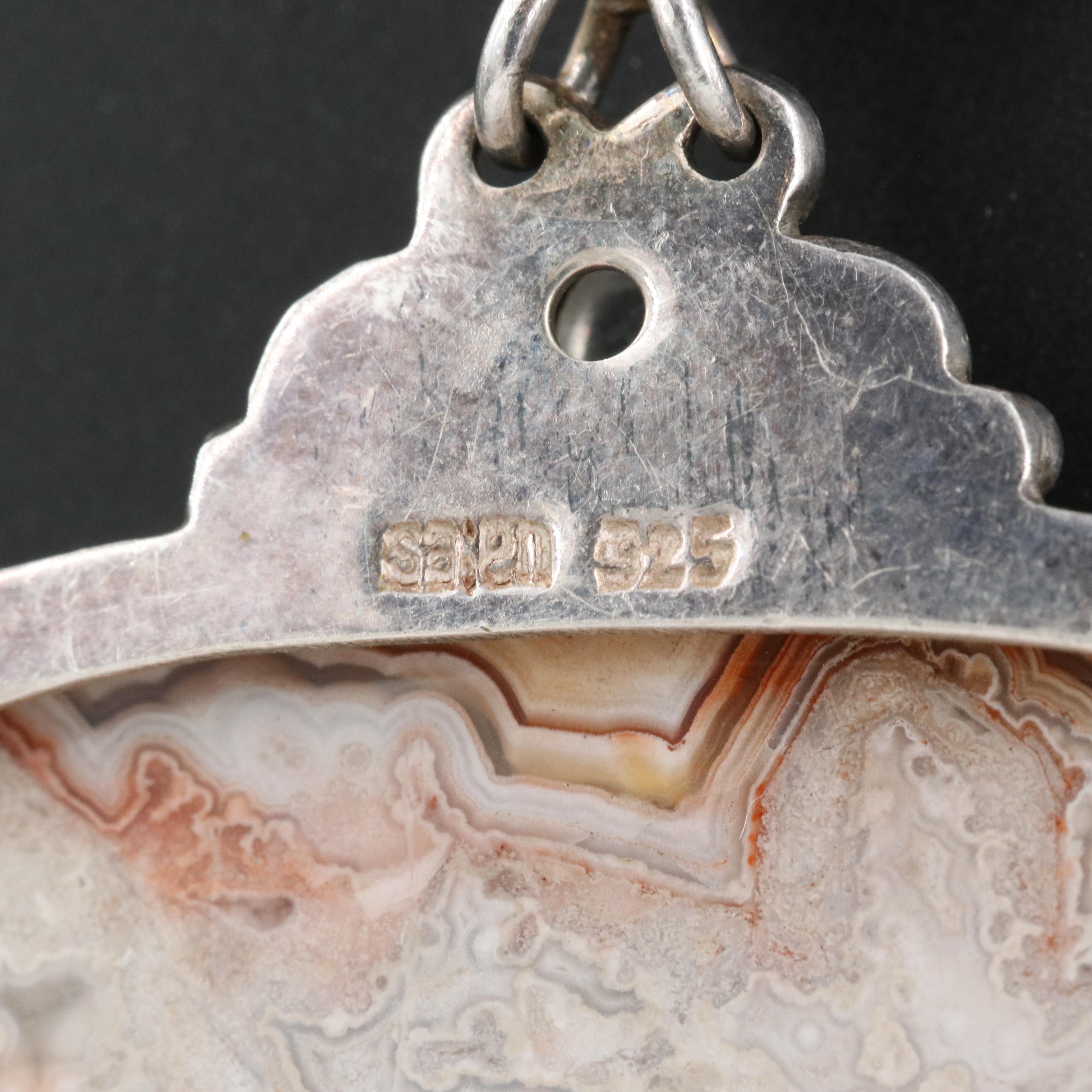 Sajen Sterling Pendants Including Agate, Rainbow Moonstone and Druzy