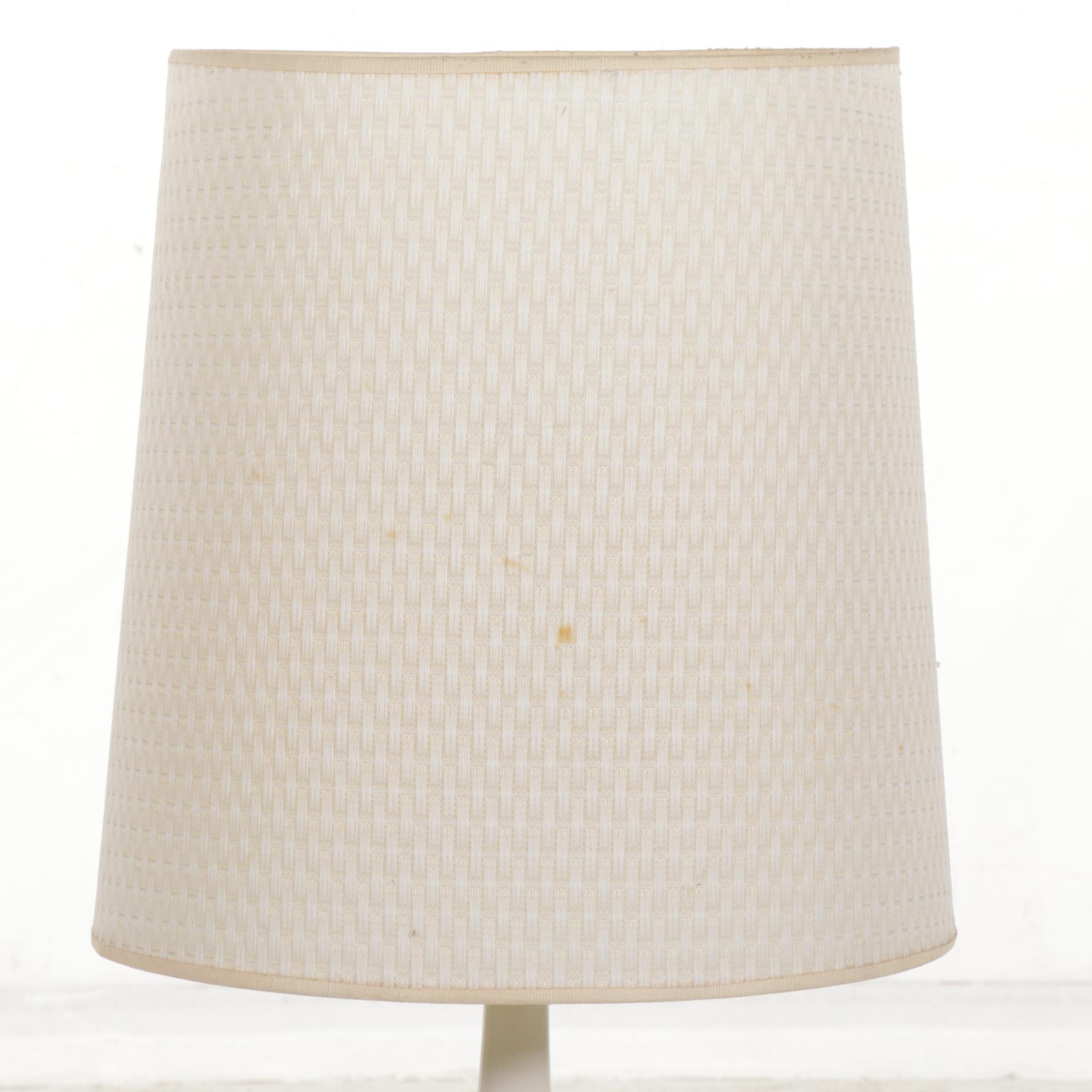 Hollywood Regency Style White Glazed Ceramic and Brass Table Lamp, Mid-20th C.