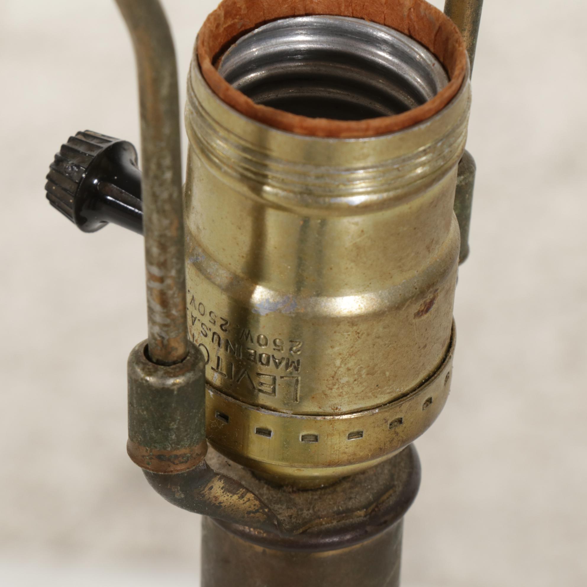 Hollywood Regency Style White Glazed Ceramic and Brass Table Lamp, Mid-20th C.