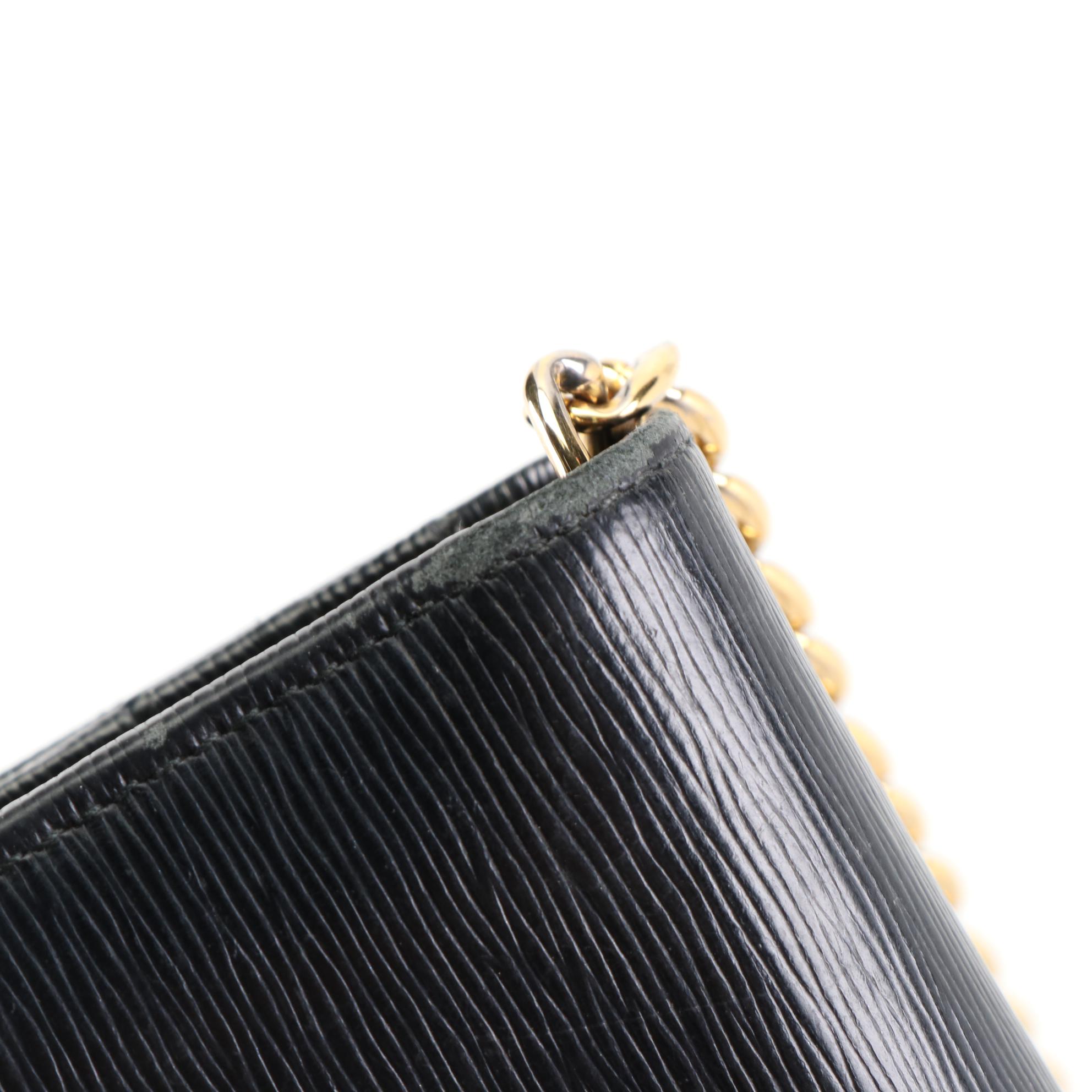 Prada Textured Leather Chain Strap Crossbody Wallet