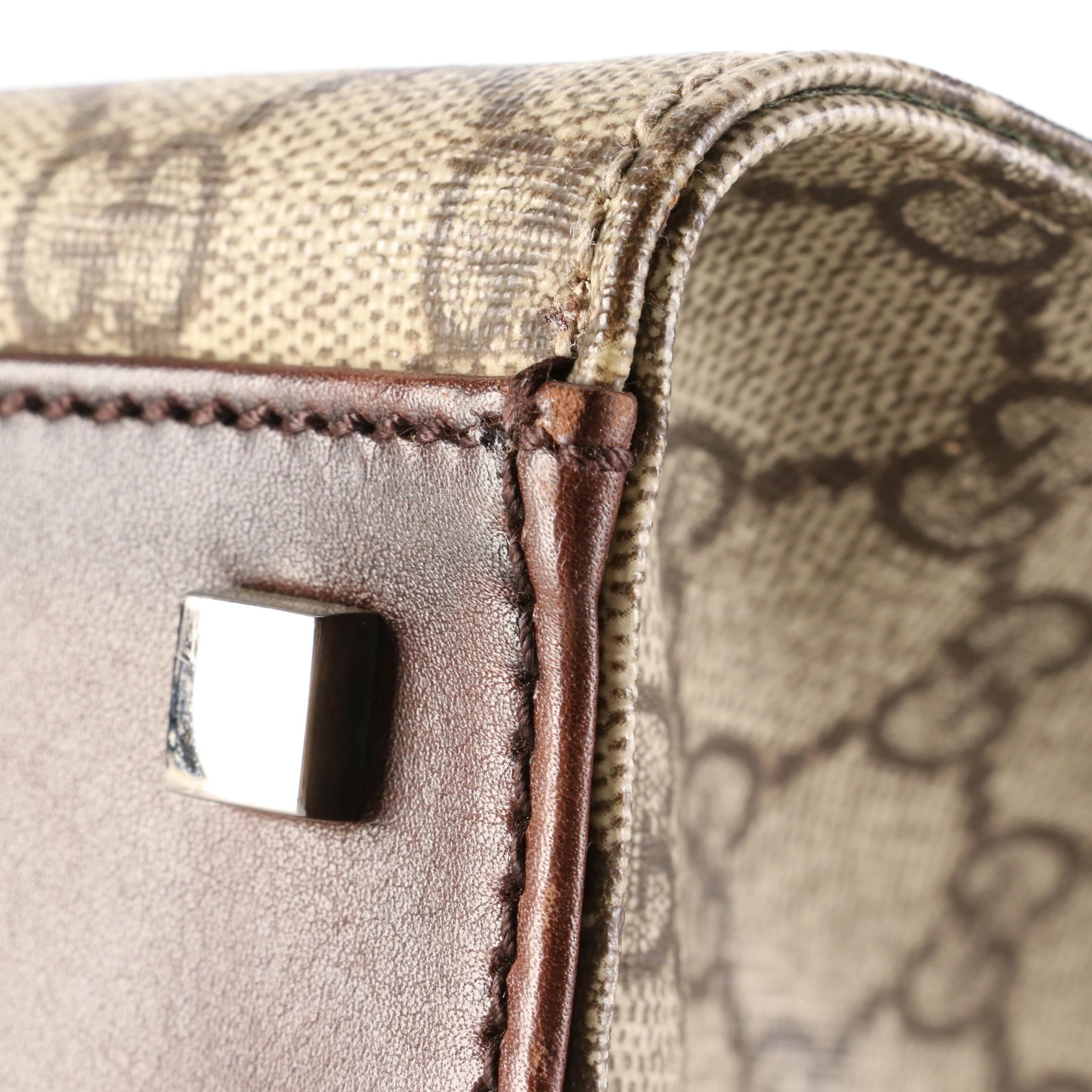 Gucci Tote Bag in Supreme Canvas and Brown Leather