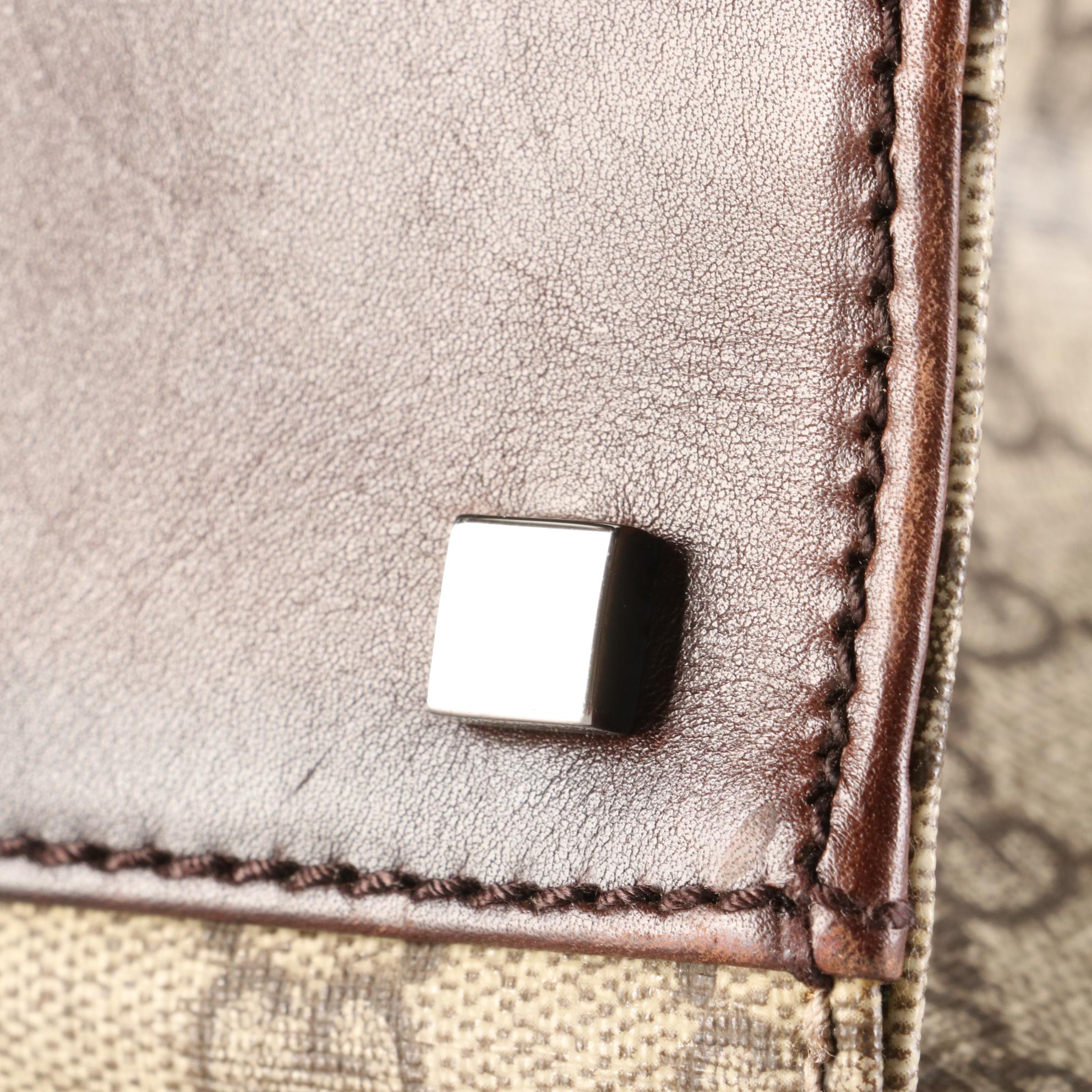 Gucci Tote Bag in Supreme Canvas and Brown Leather